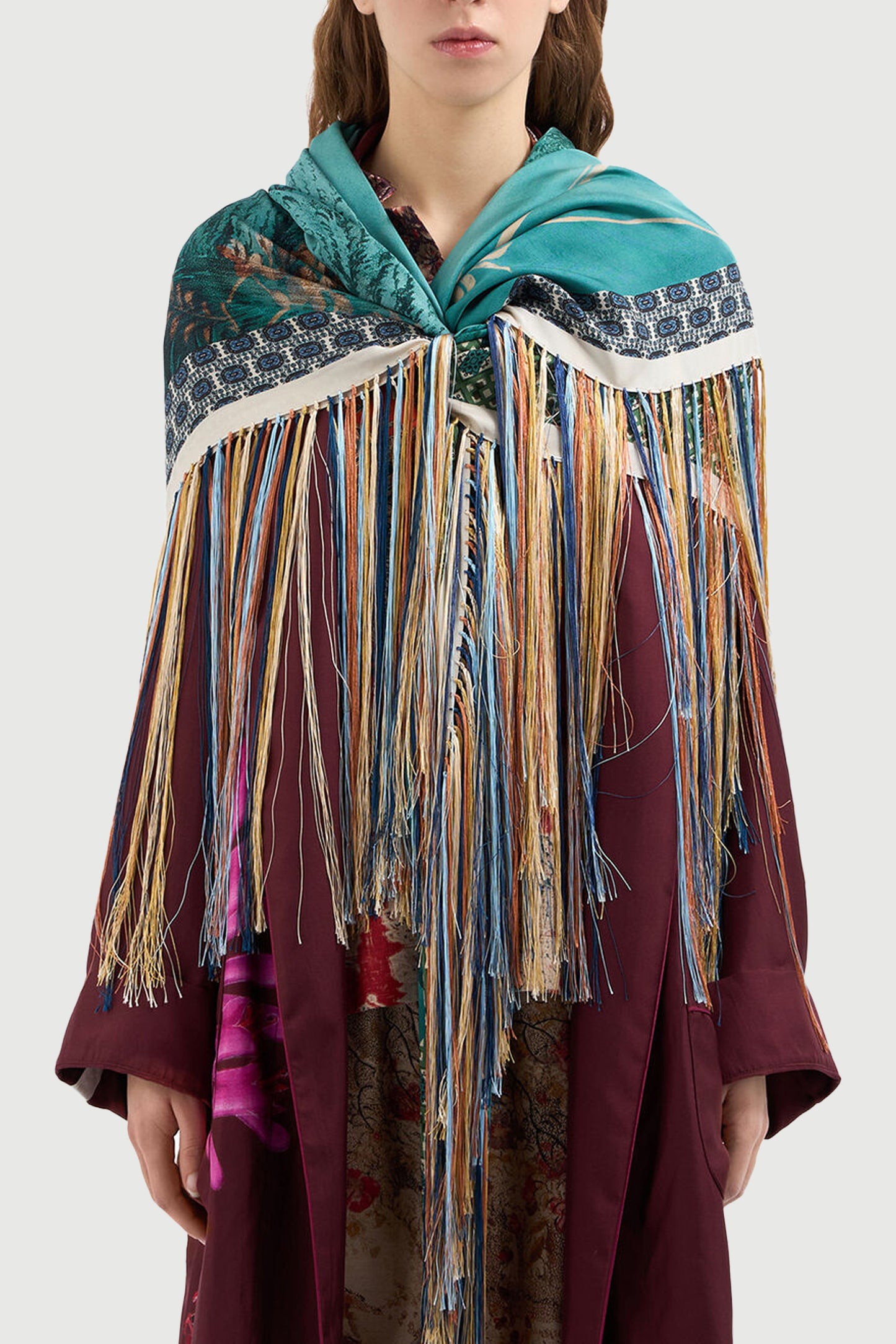 FINE SILK FRINGE SCARF UNIQUE