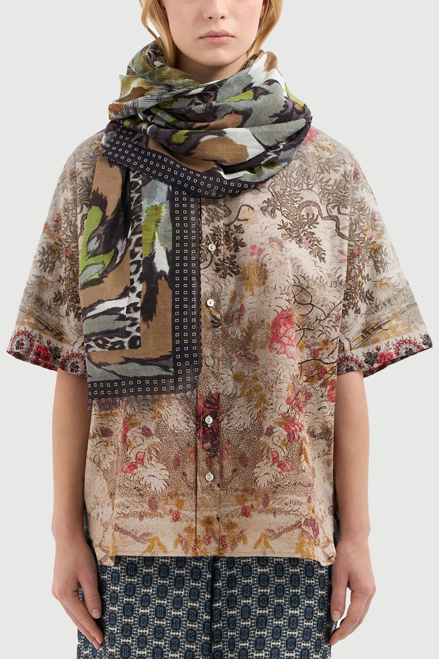 COTTON & SILK SCARF KHAKI