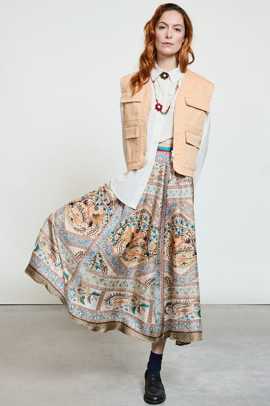 LONG SILK SKIRT MULTICOLORED