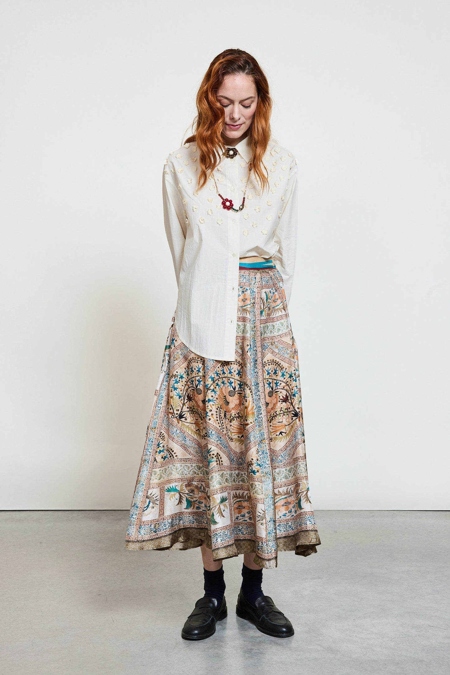 LONG SILK SKIRT MULTICOLORED