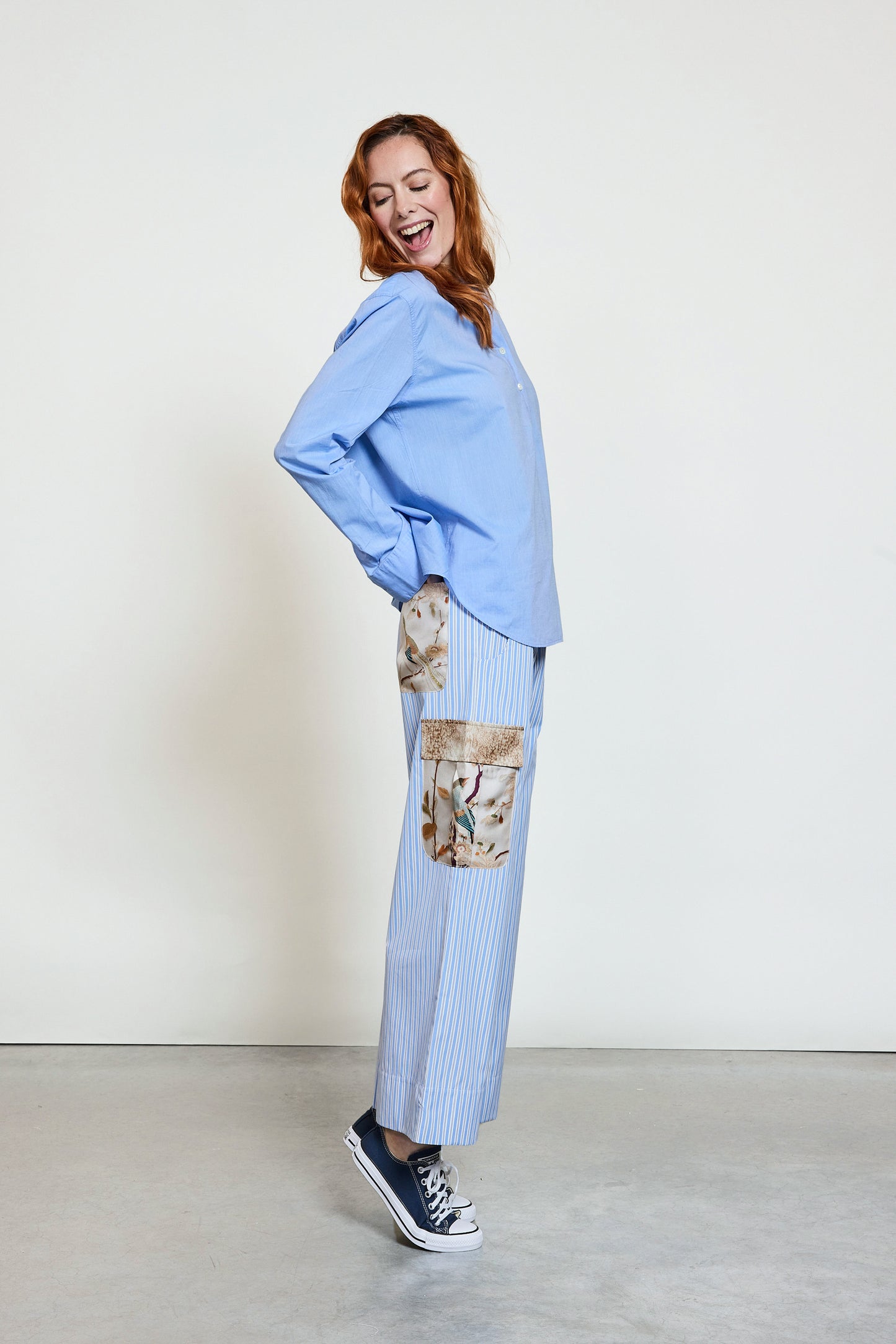 SILK PANTS BLUE