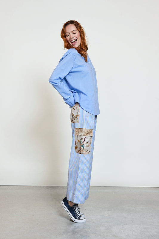 SILK PANTS BLUE