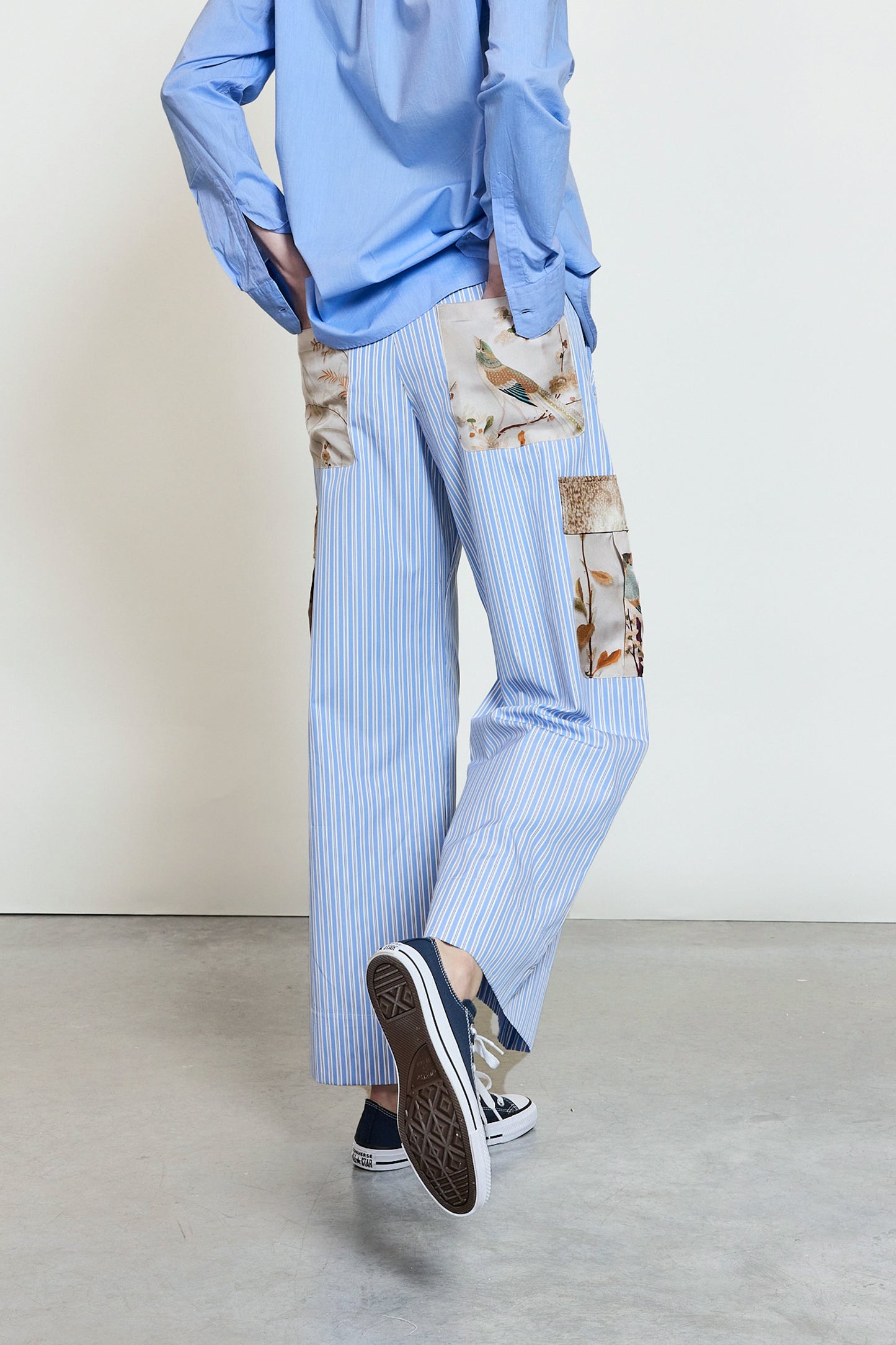 SILK PANTS BLUE