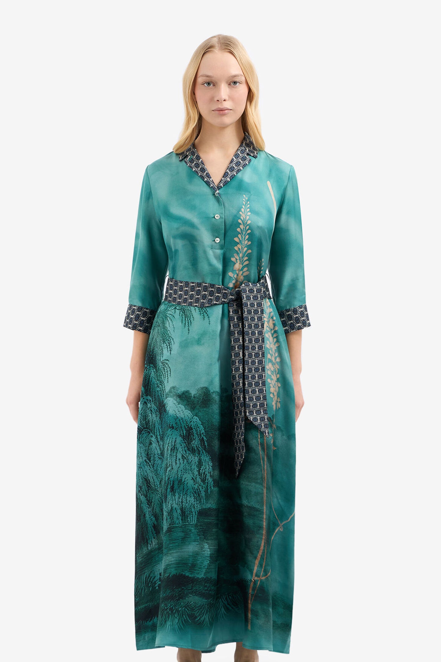 COTTON LONG DRESS GREEN