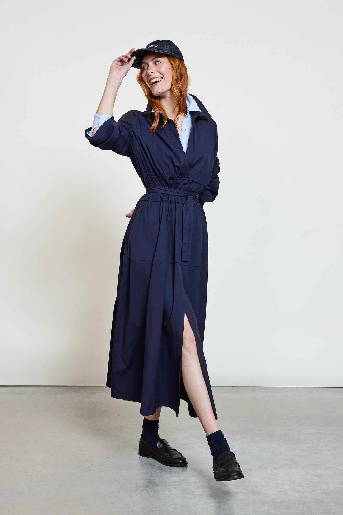 POPLIN DRESS NAVY