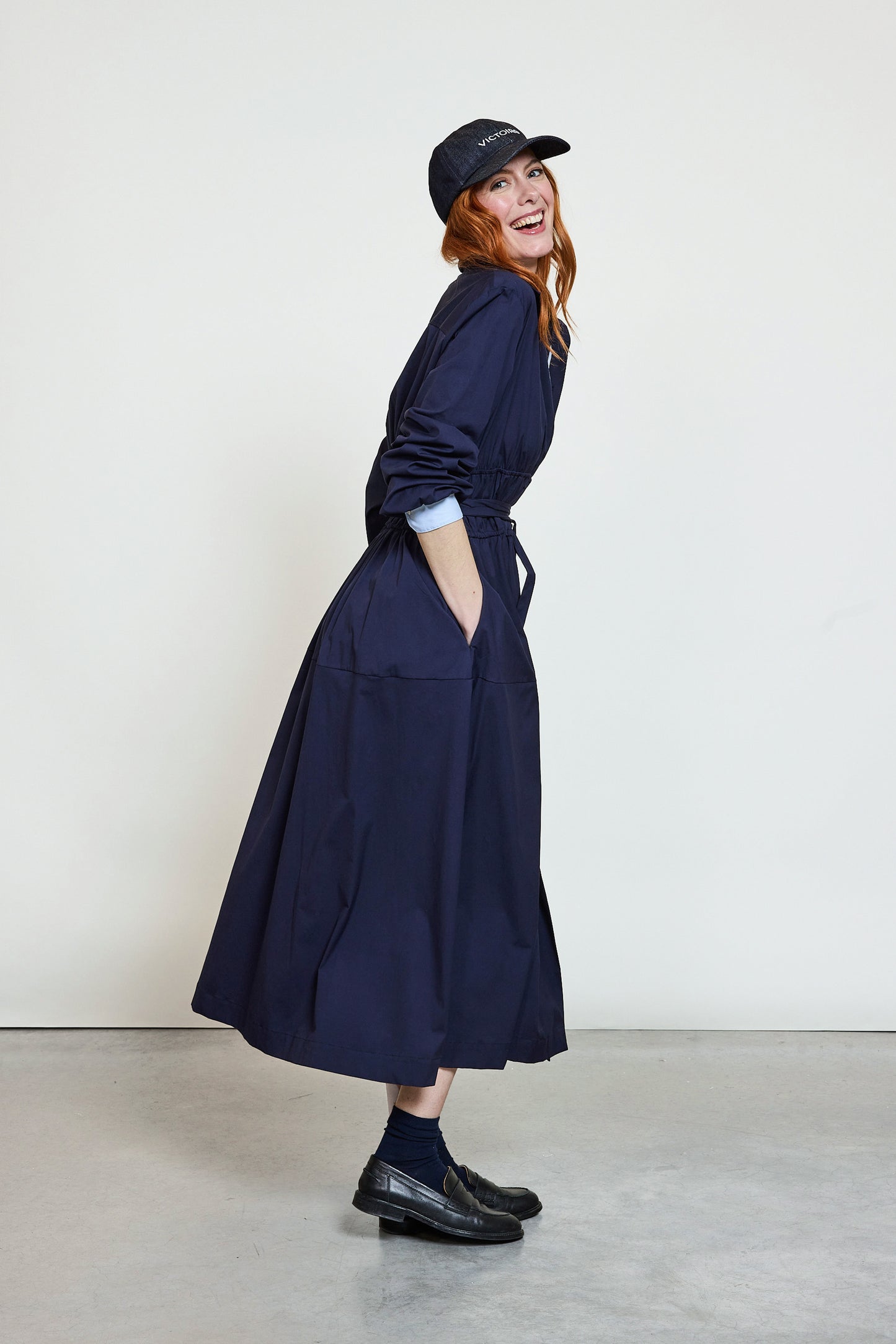 POPLIN DRESS NAVY