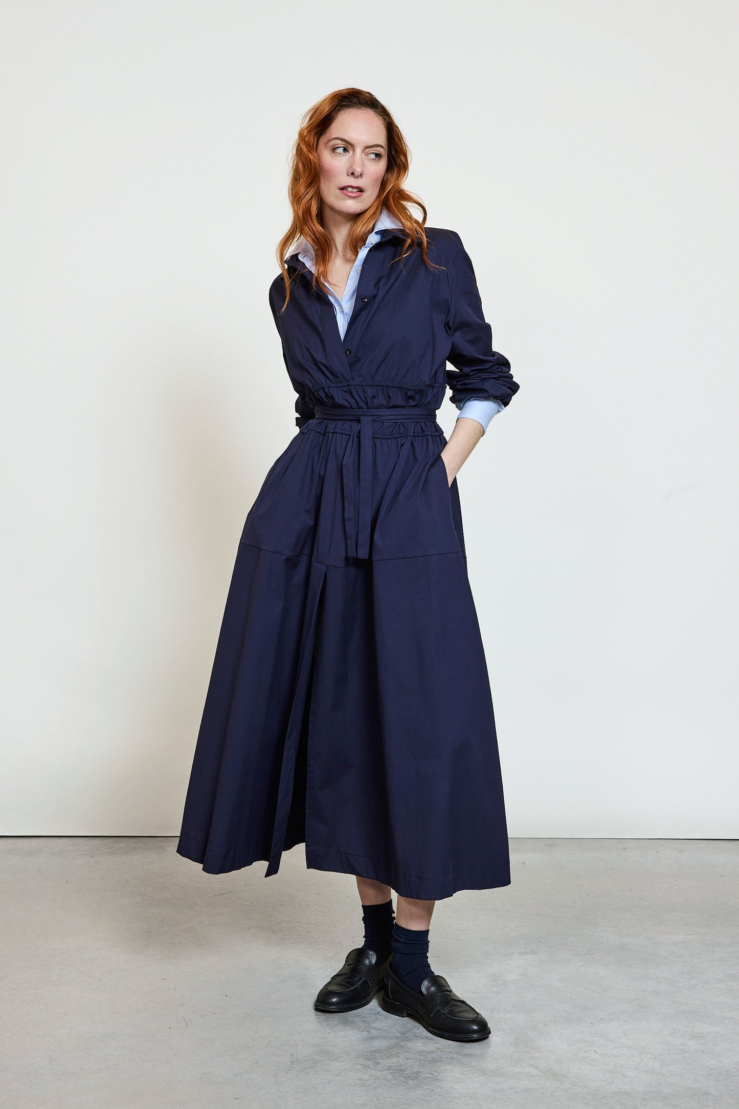 POPLIN DRESS NAVY