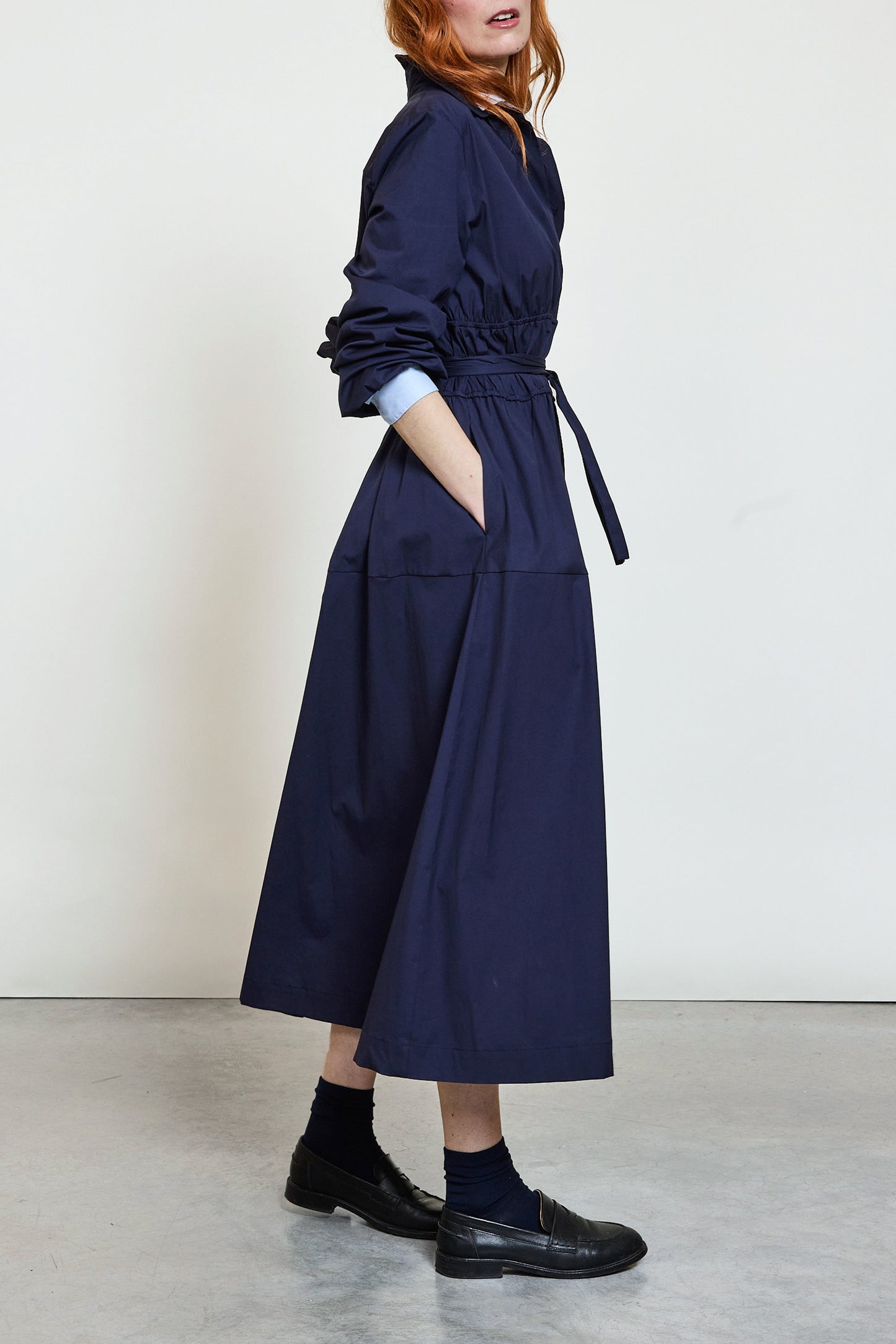 POPLIN DRESS NAVY