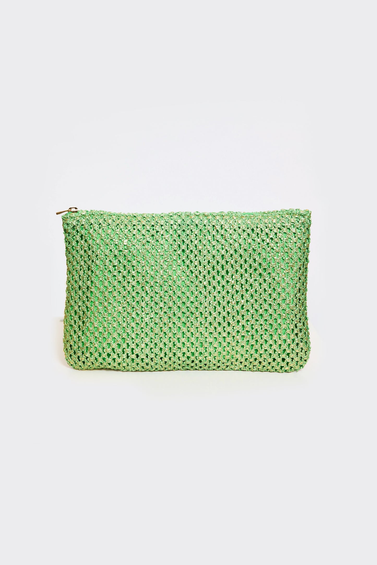 POCHETTE EN CUIR METALLISÉ VERT