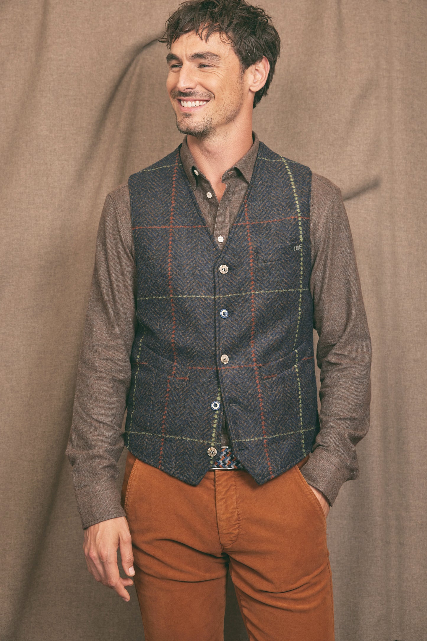 HERRINGBONE WAISTCOAT INDIGO