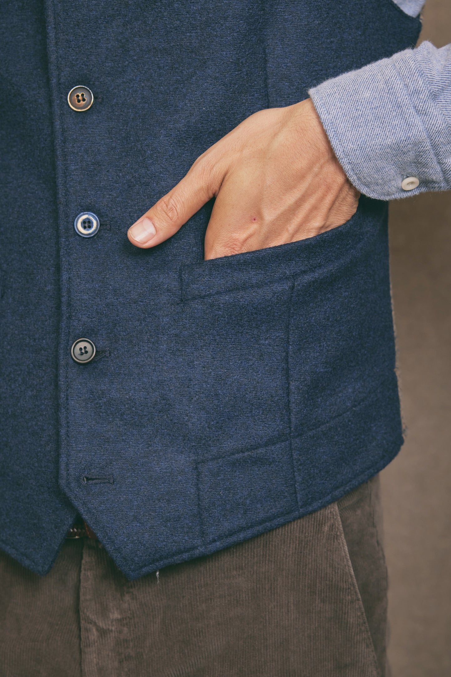 PRINTED BACK CARDIGAN NAVY