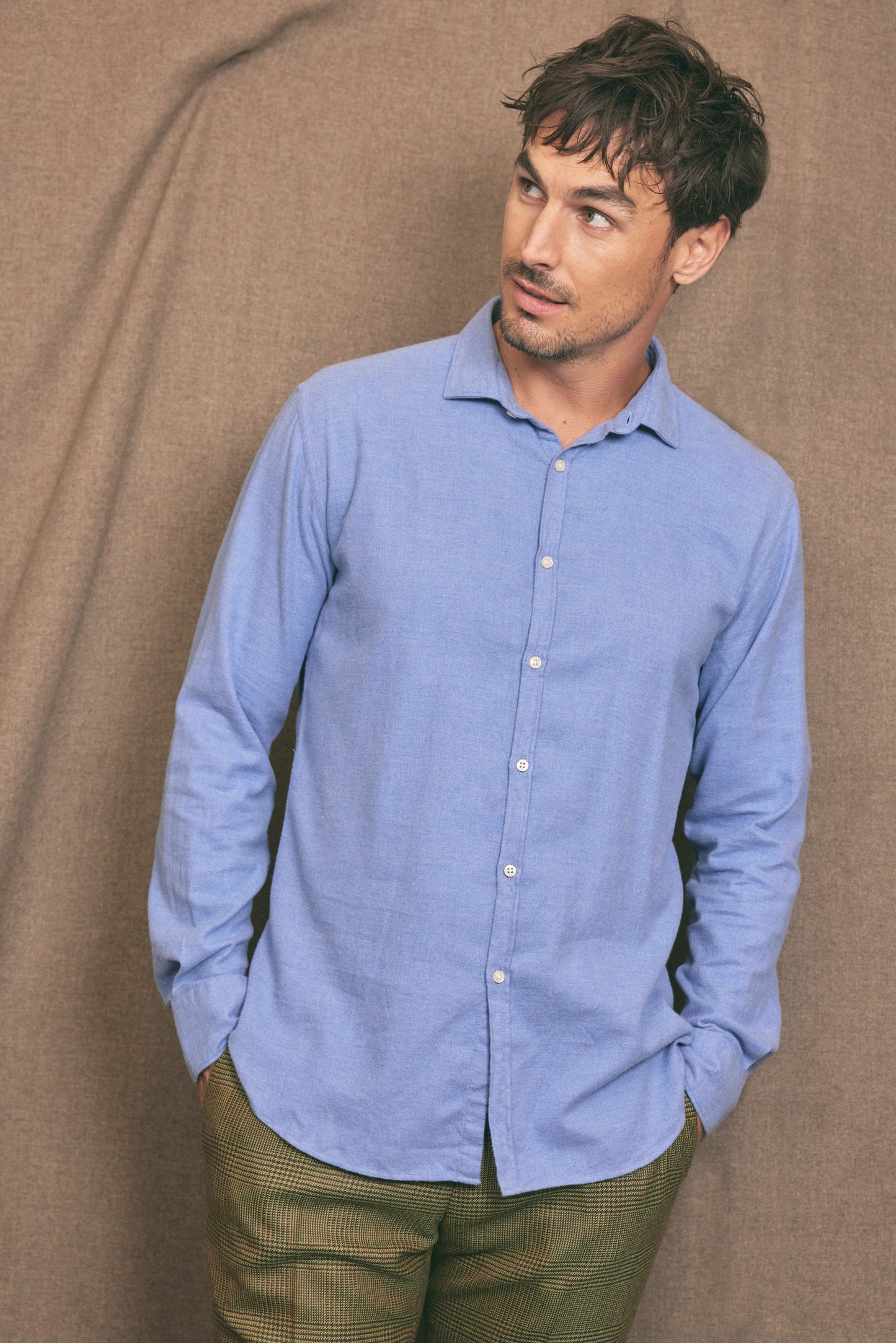 FLANNEL FITTED SHIRT BLUE