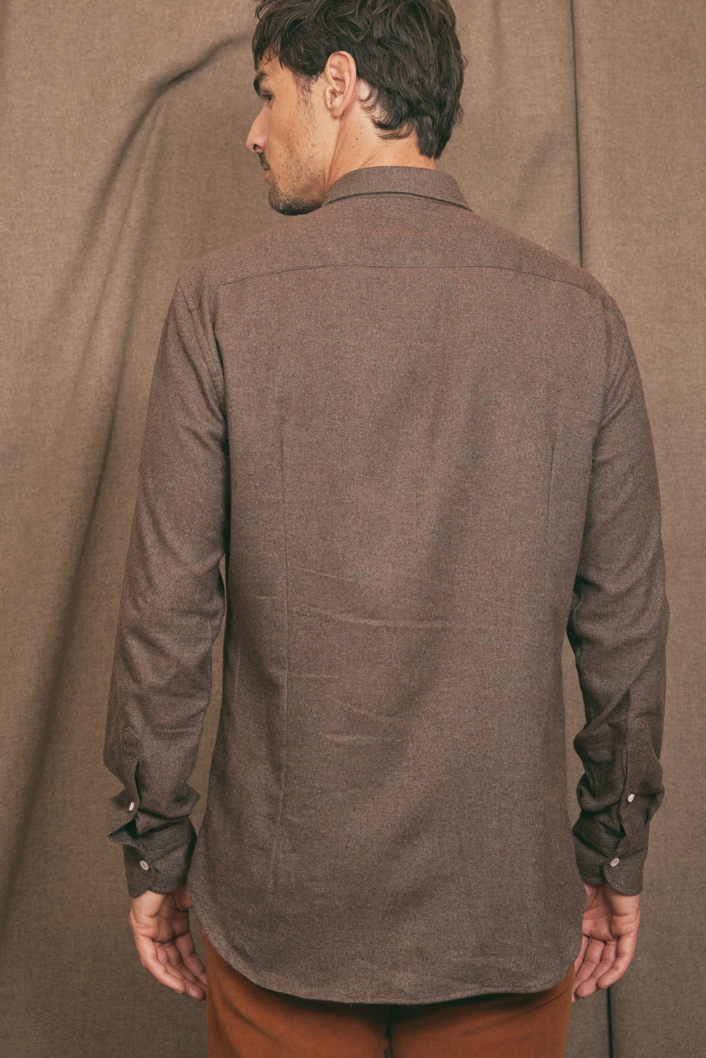 COTTON CASHMERE SHIRT BROWN