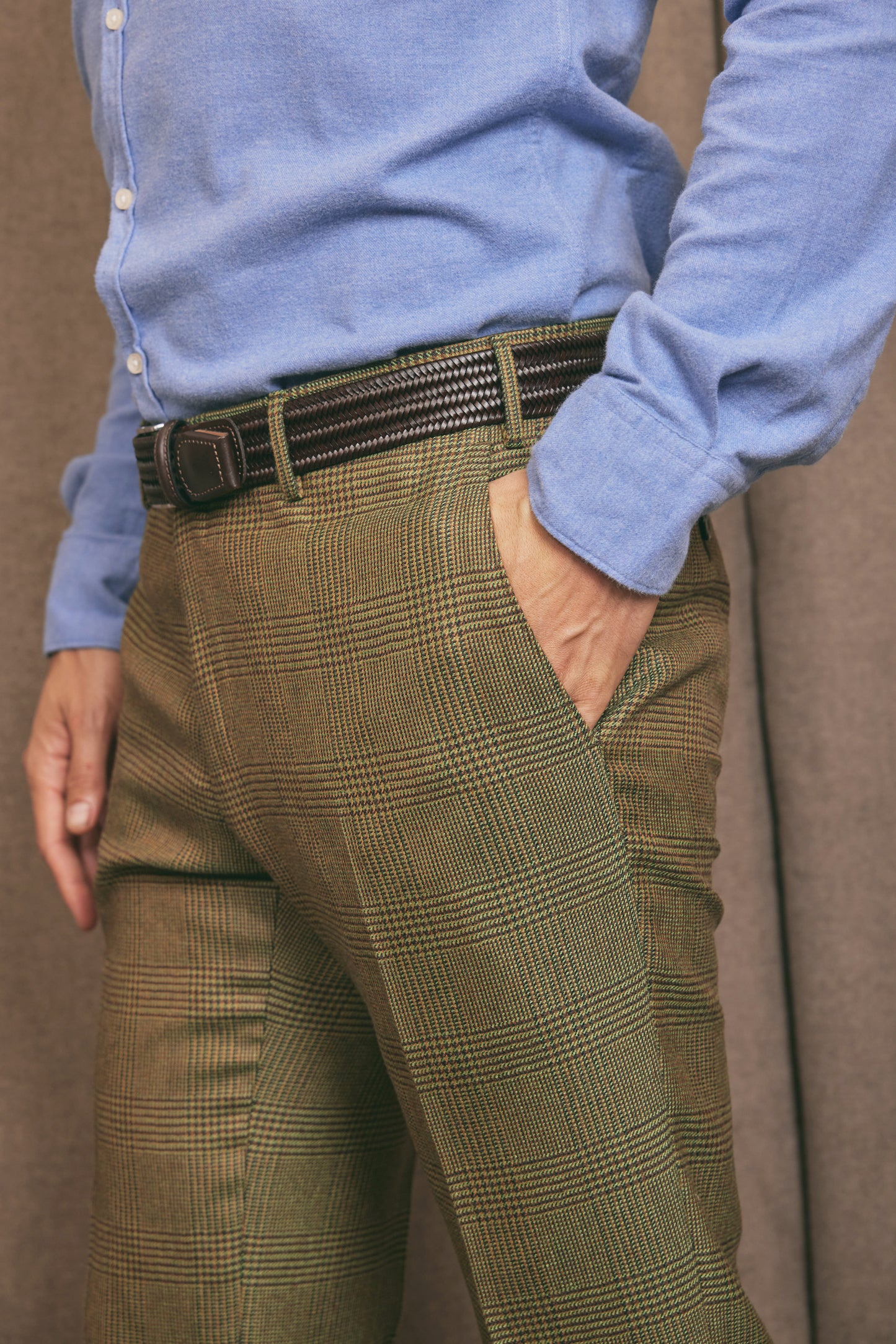 PANTALON TARTAN SLIM GREEN