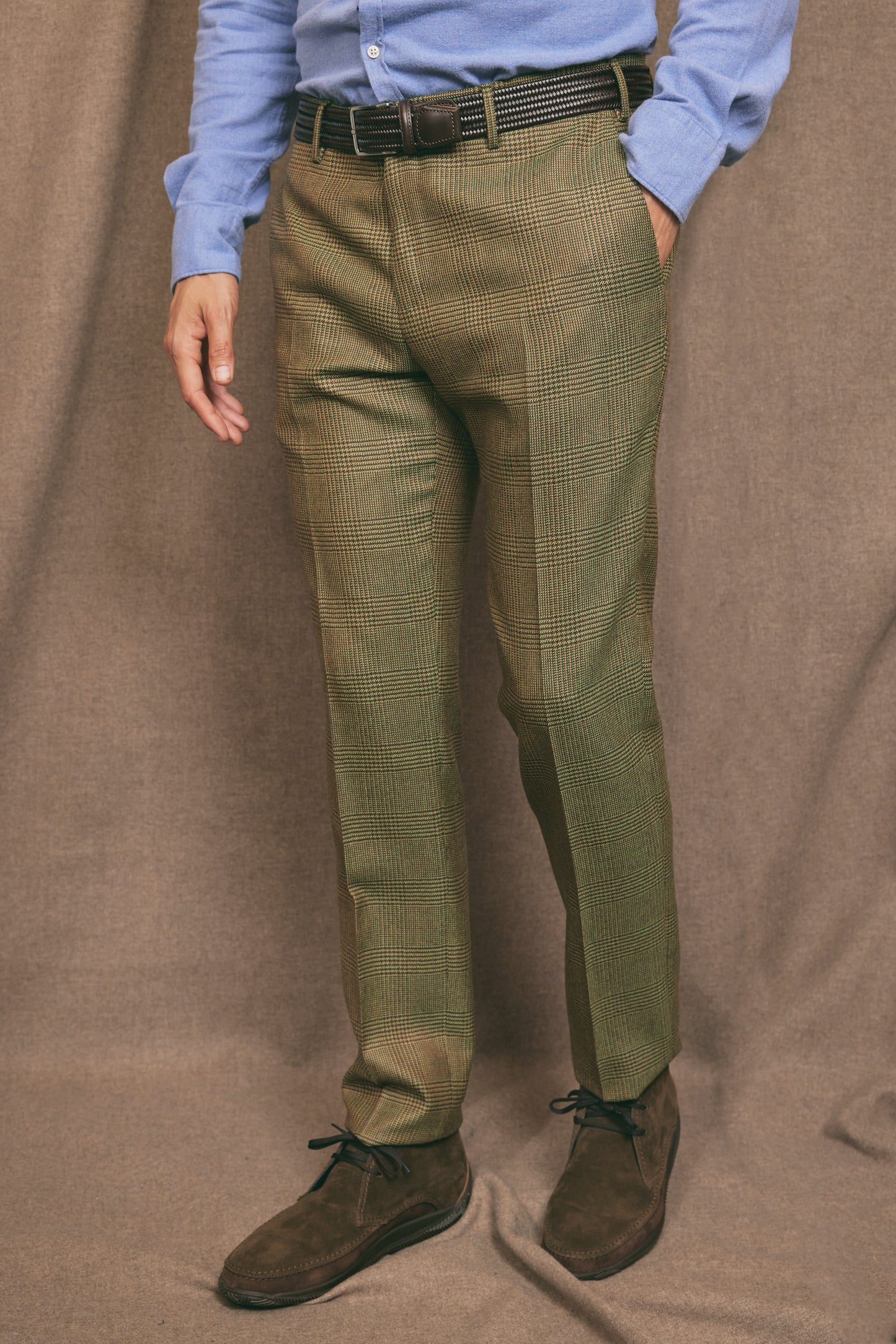 PANTALON TARTAN SLIM GREEN