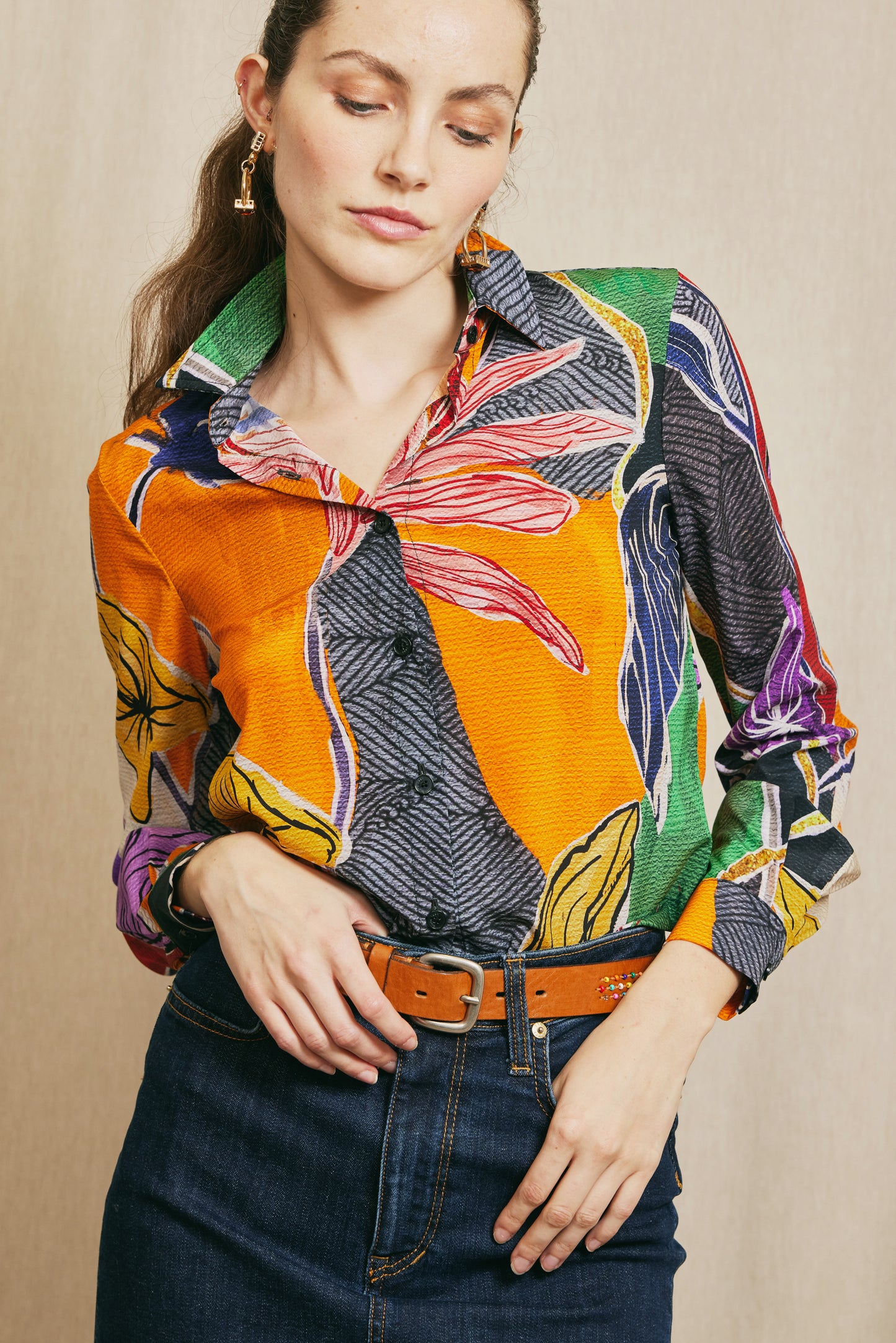 PRINTED SILK SHIRT MULTICOLORED