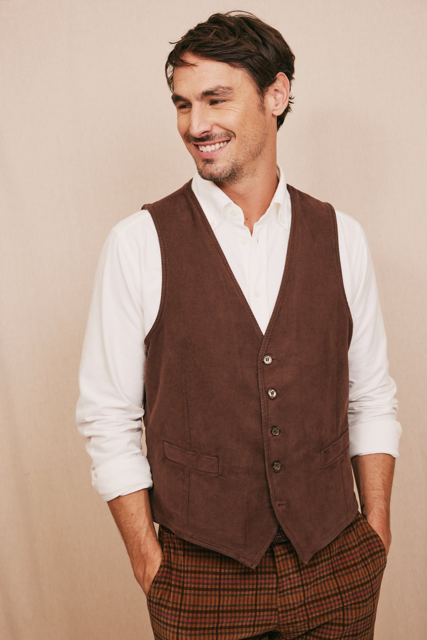 MOLESKIN WAISTCOAT BROWN