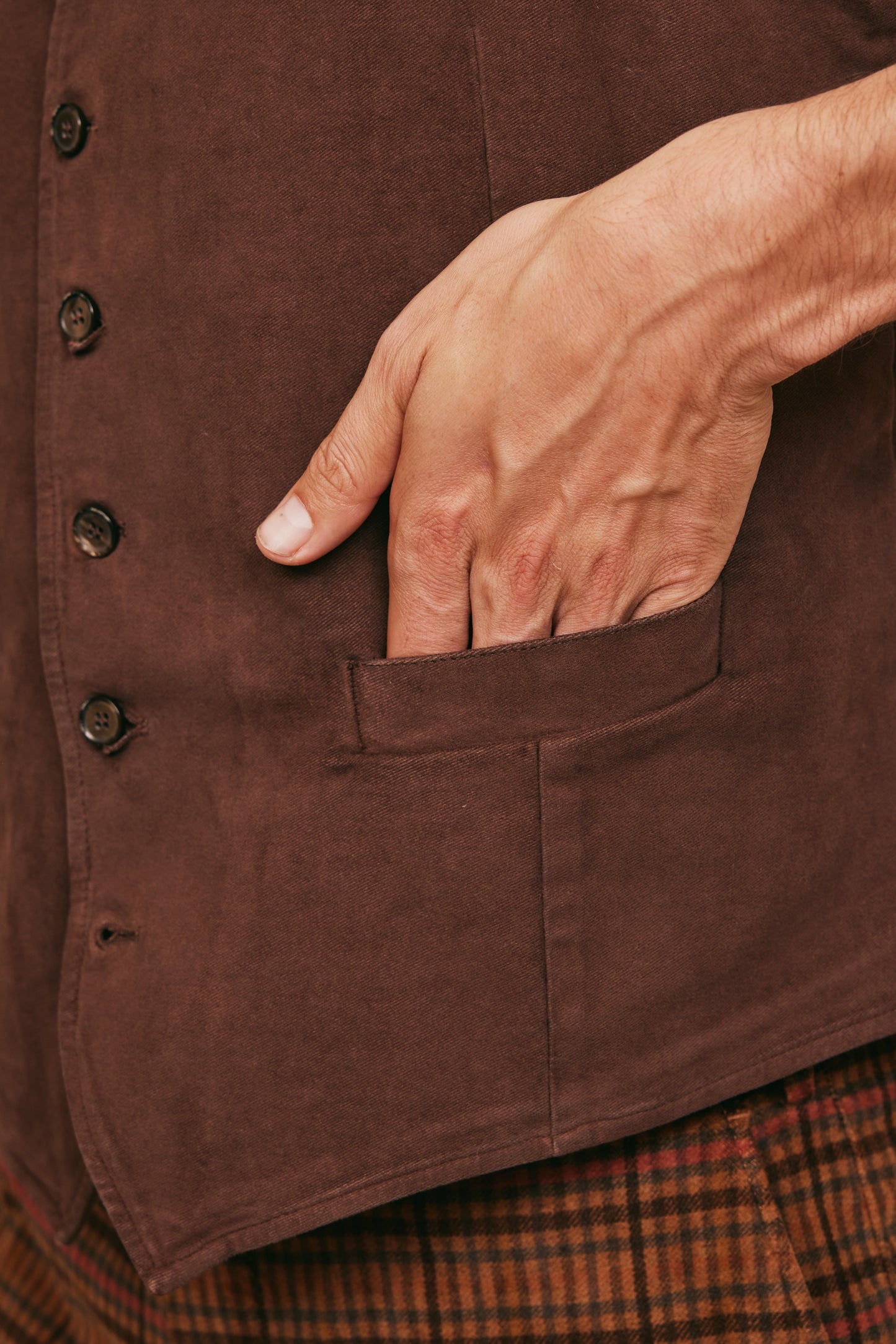 MOLESKIN WAISTCOAT BROWN