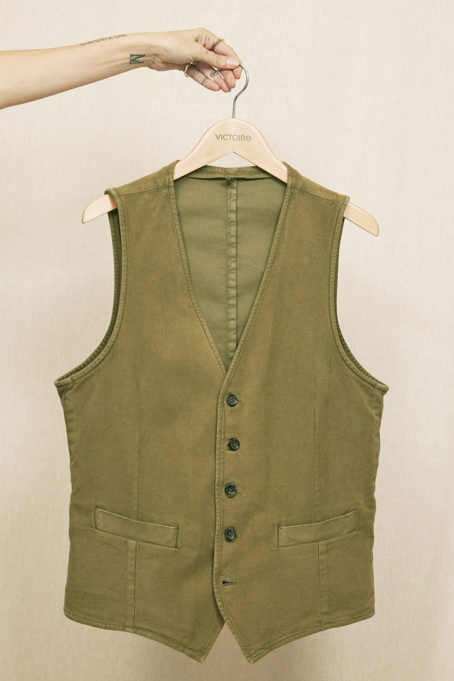 MOLESKIN WAISTCOAT OLIVE