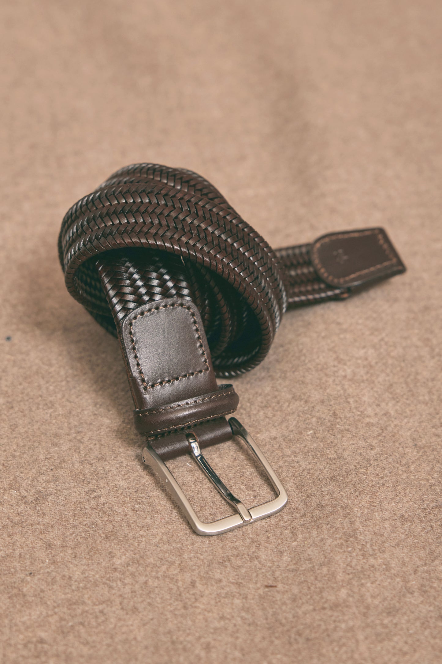 WOVEN LEATHER BELT CHOCO