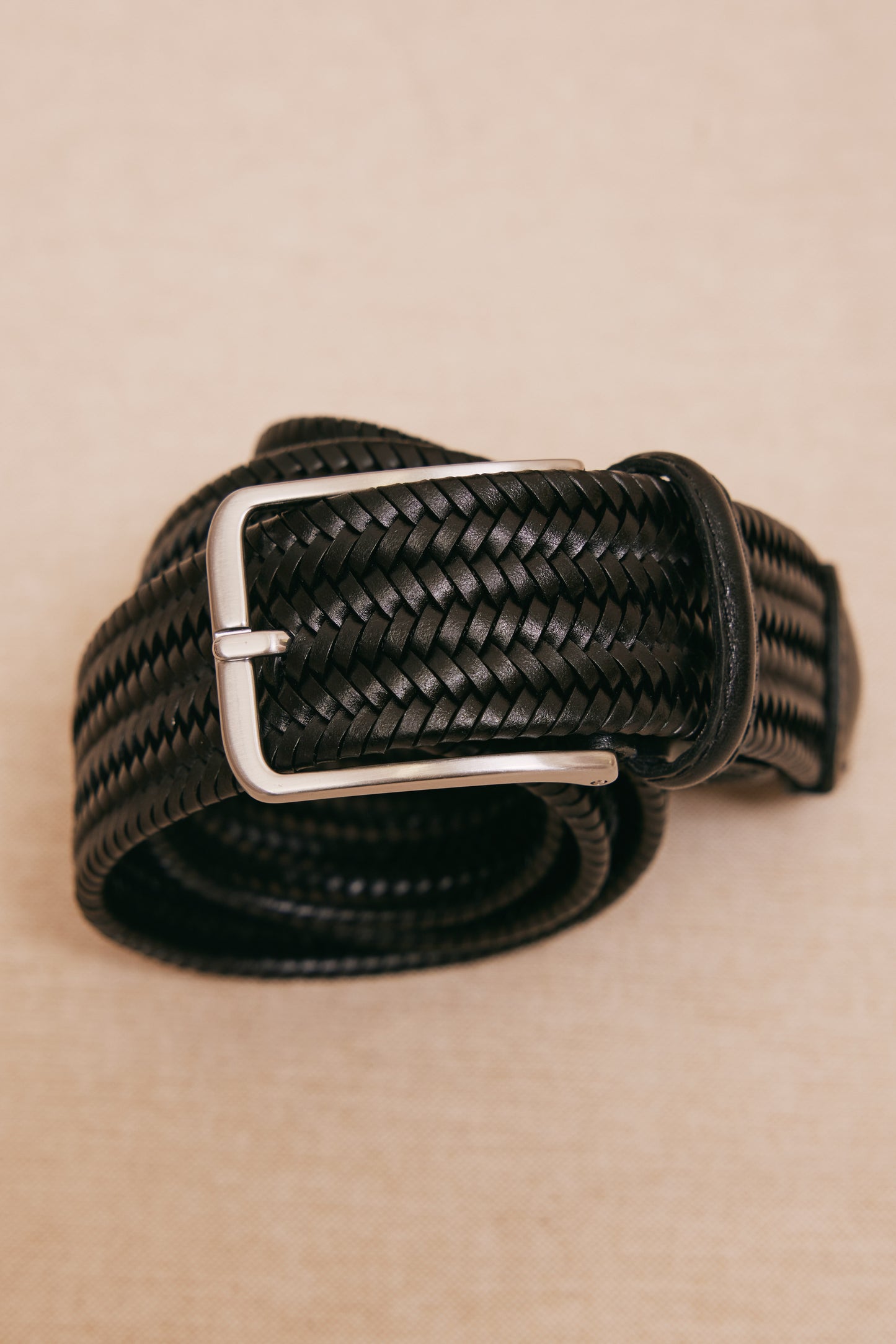 CEINTURE CUIR TRESSÉ MARINE