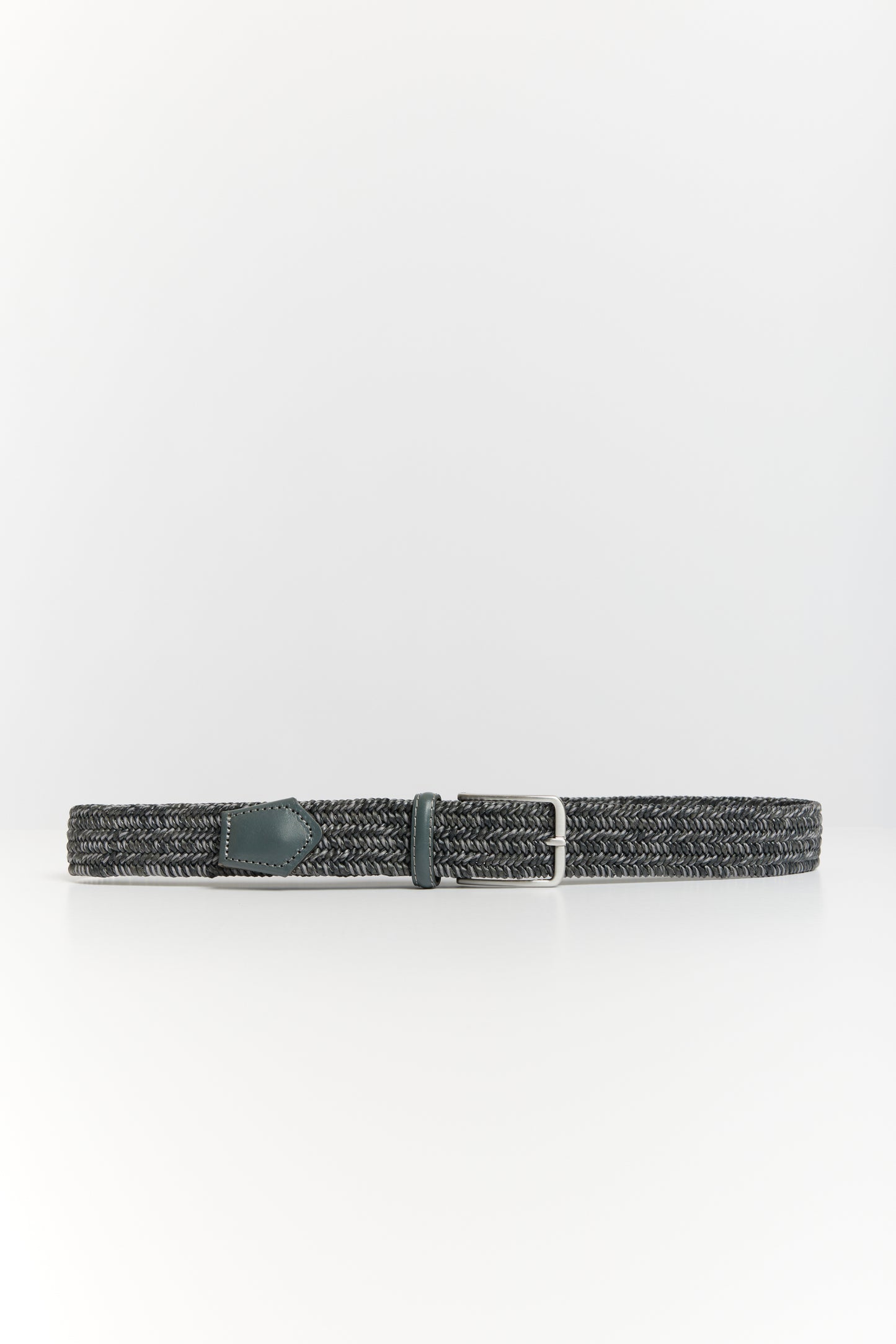 WOVEN LEATHER BELT GREY