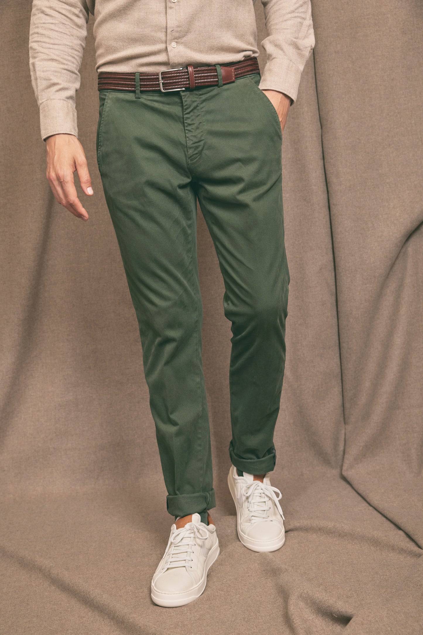 GABARDINE TROUSERS MILITARY