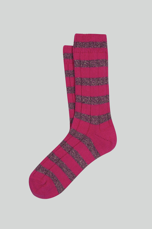 LUREX STRIPED SOCKS FUSCHIA