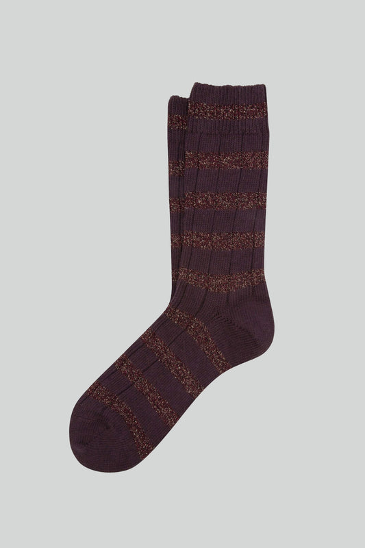 LUREX STRIPED SOCKS BURGUNDY