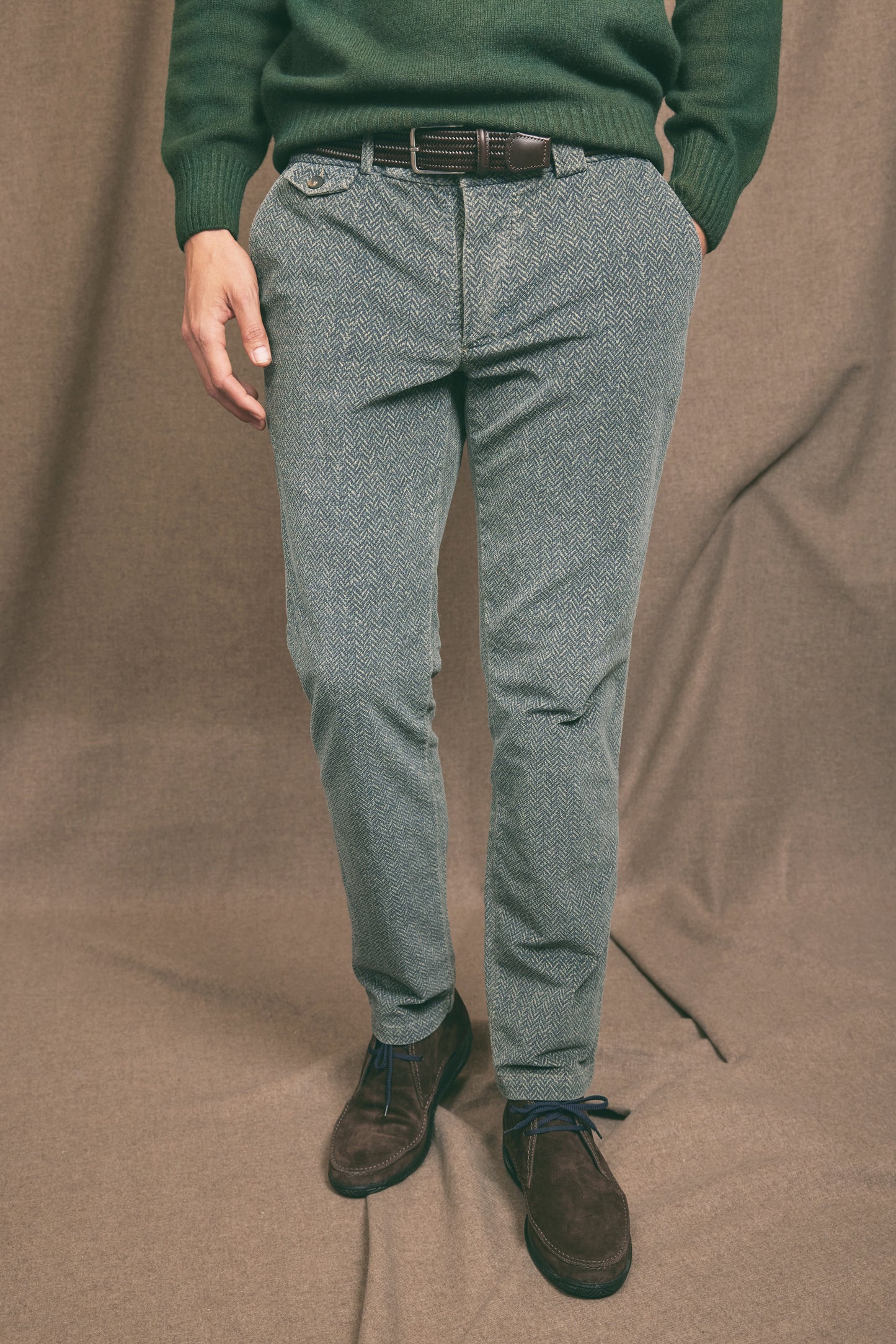 HERRINGBONE TROUSERS BLUE DUCK