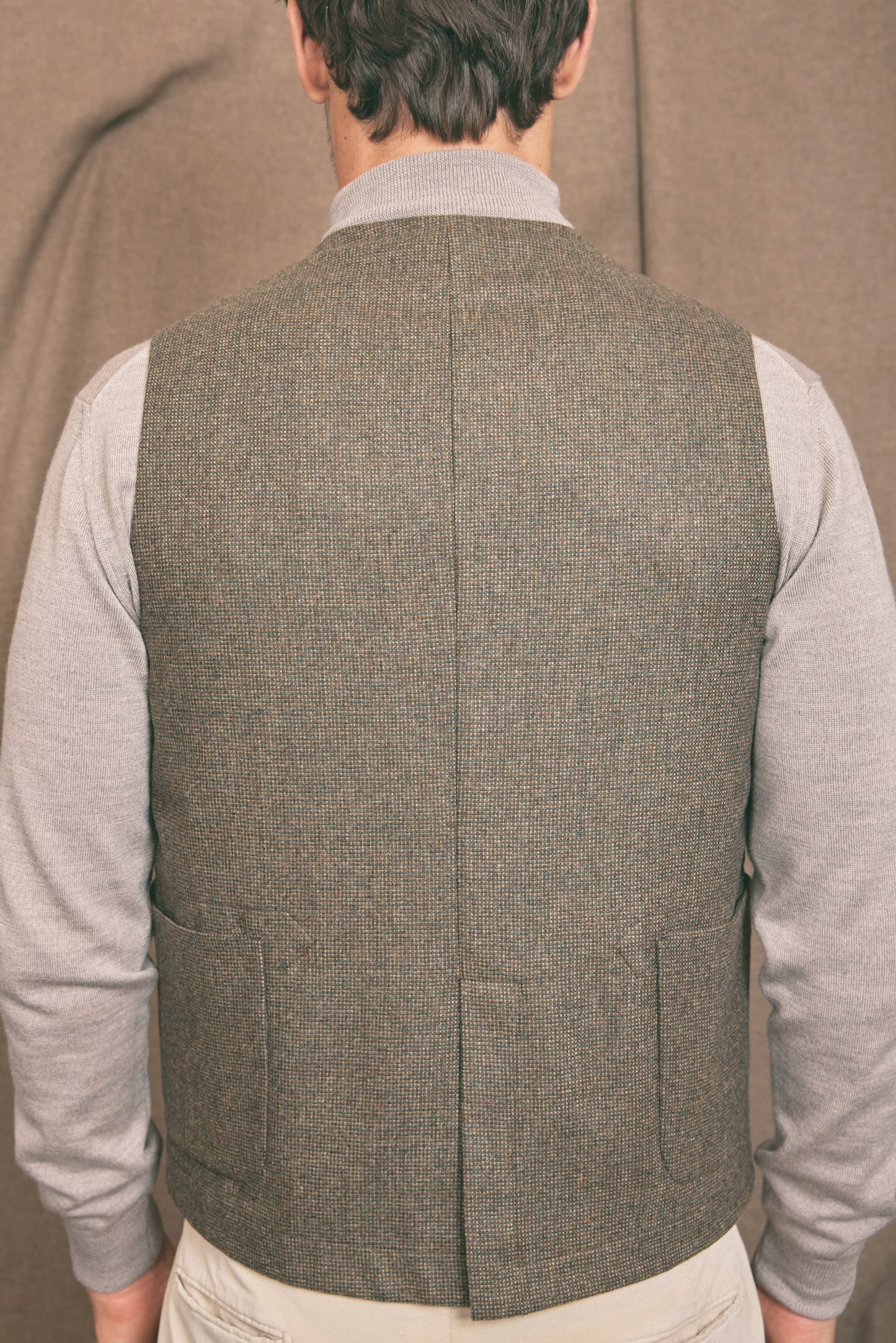 MINI CHEQUERED WAIST COAT BROWN