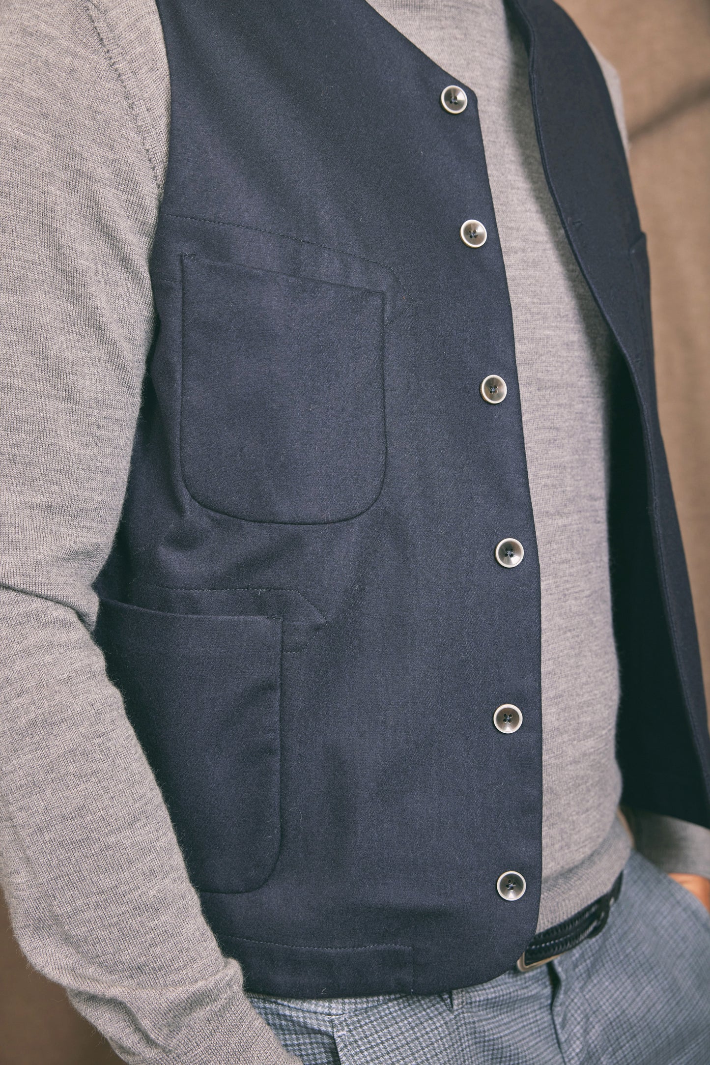 WOOL AND CASHMERE CARDIGAN NAVY