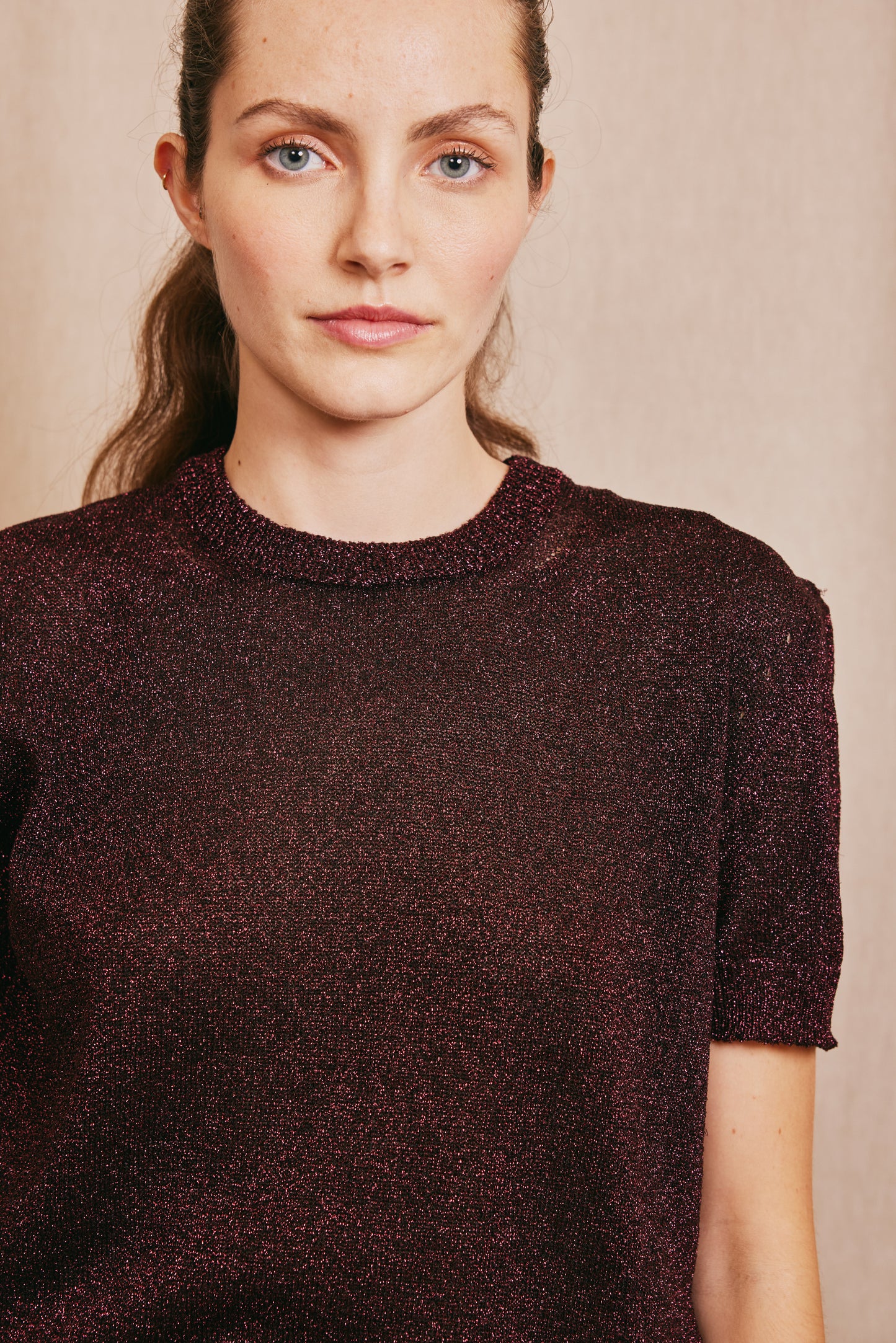 LUREX T-SHIRT BURGUNDY