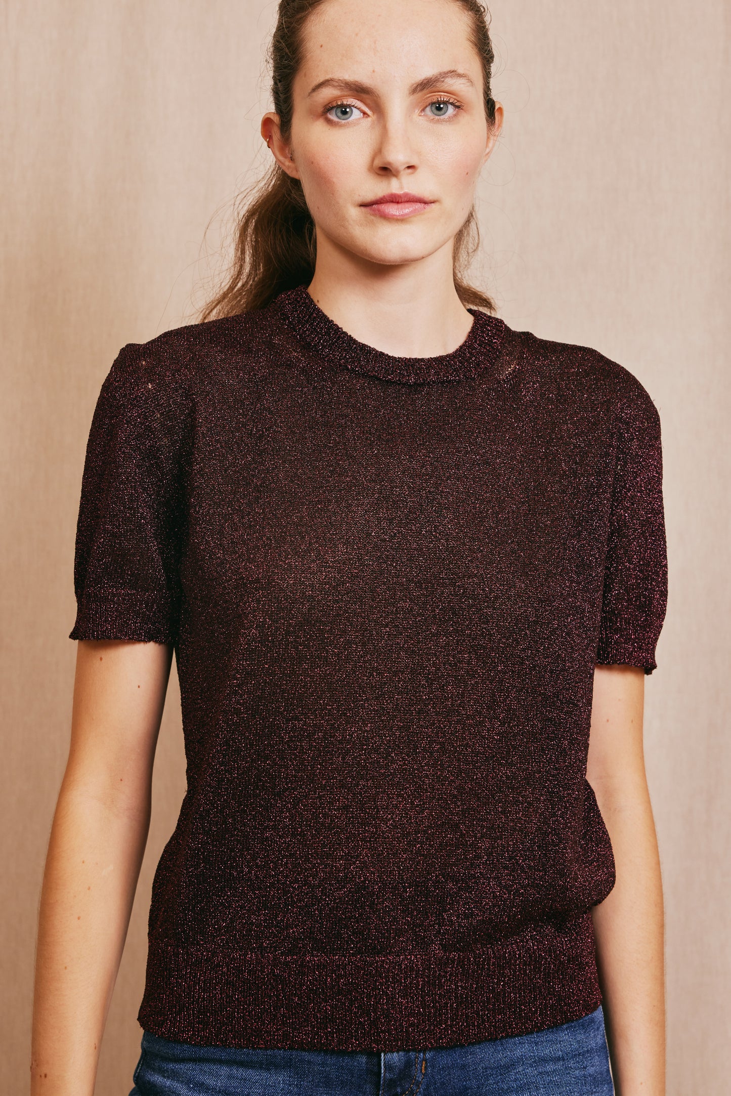 LUREX T-SHIRT BURGUNDY