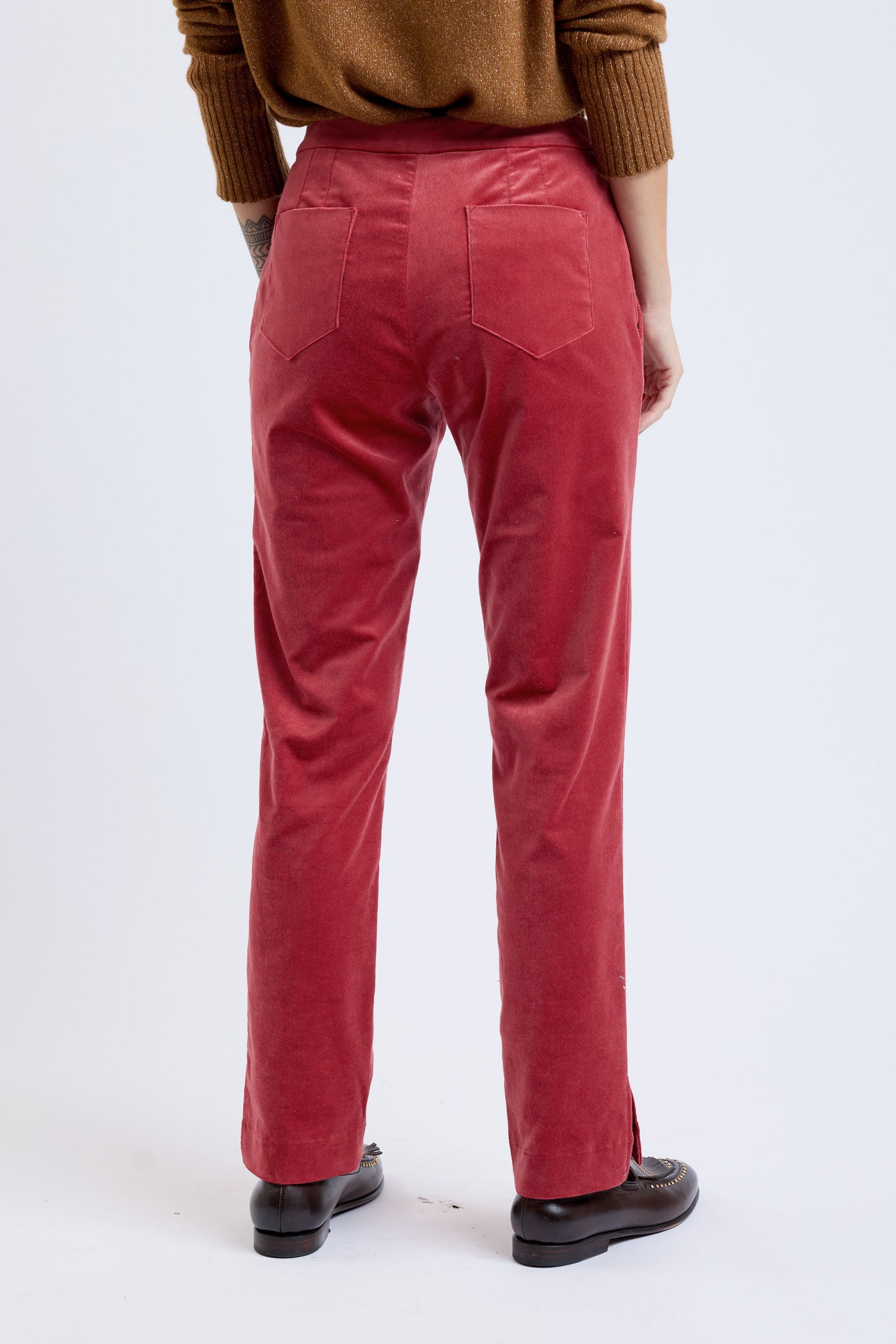 VELVET SPLIT PANTS BORDEAUX