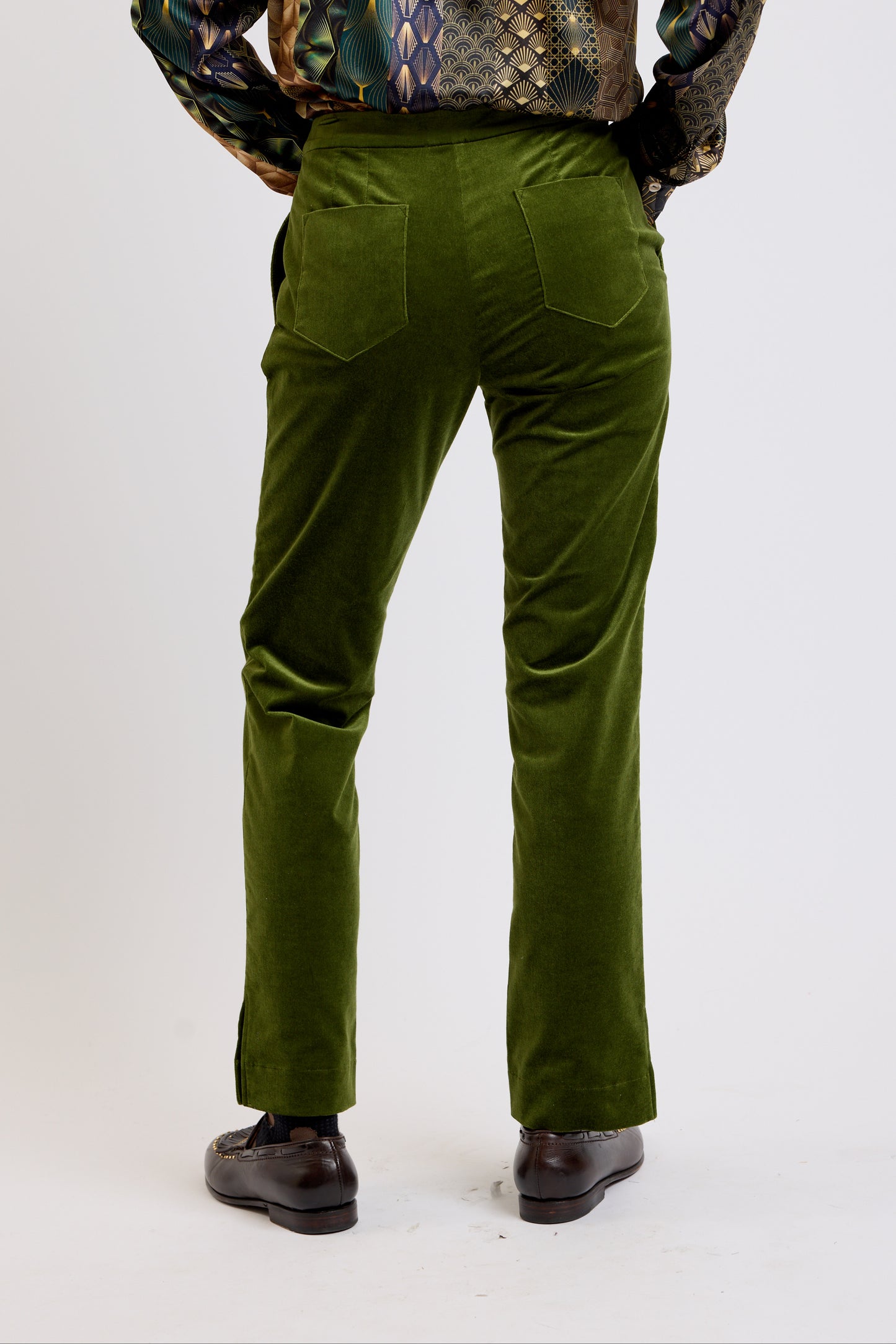 VELVET SPLIT PANTS MOSS