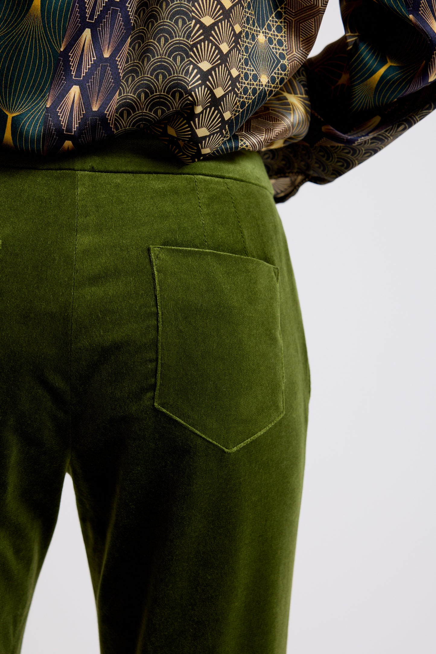 VELVET SPLIT PANTS MOSS