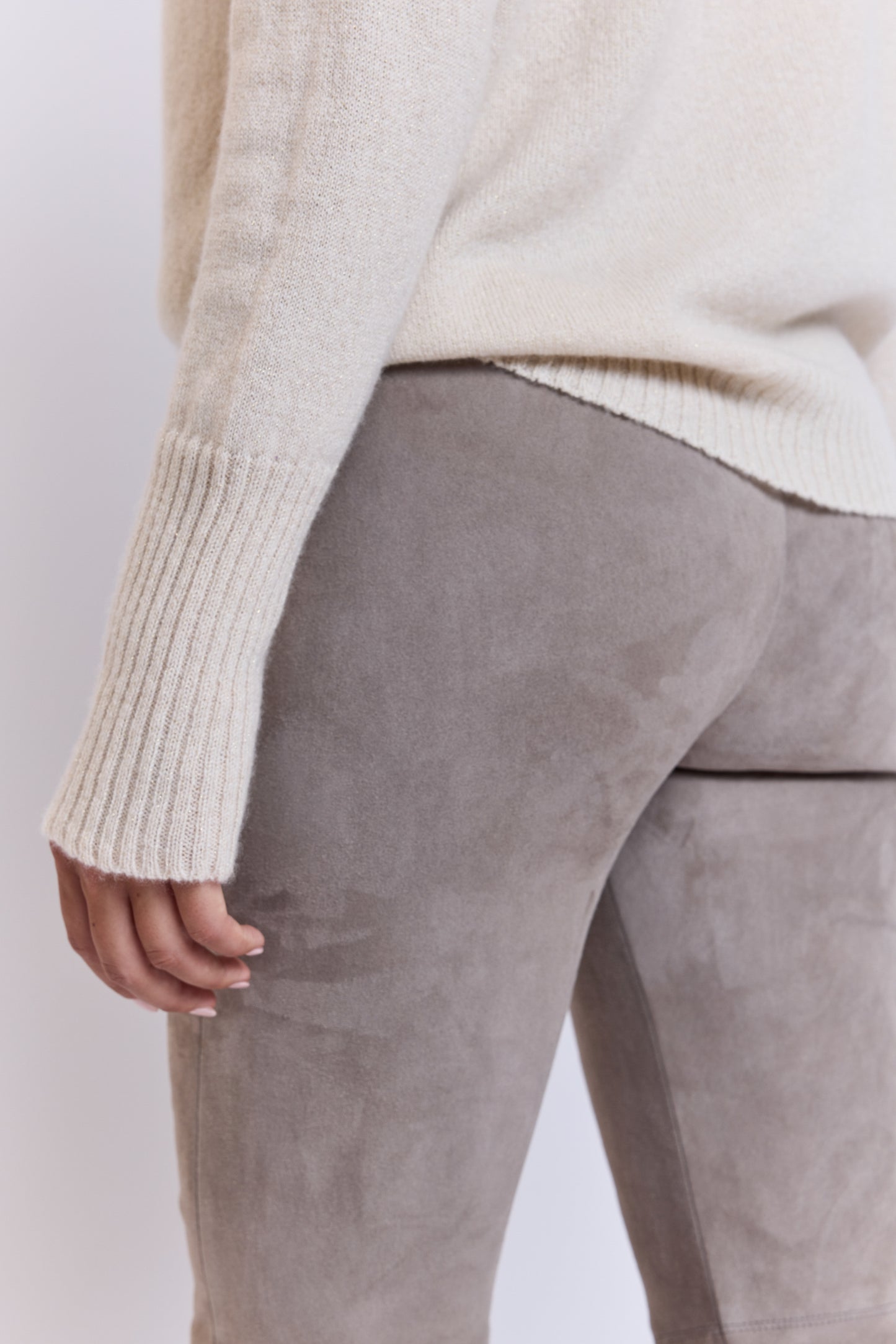 LEATHER STRETCH PANTS TAUPE