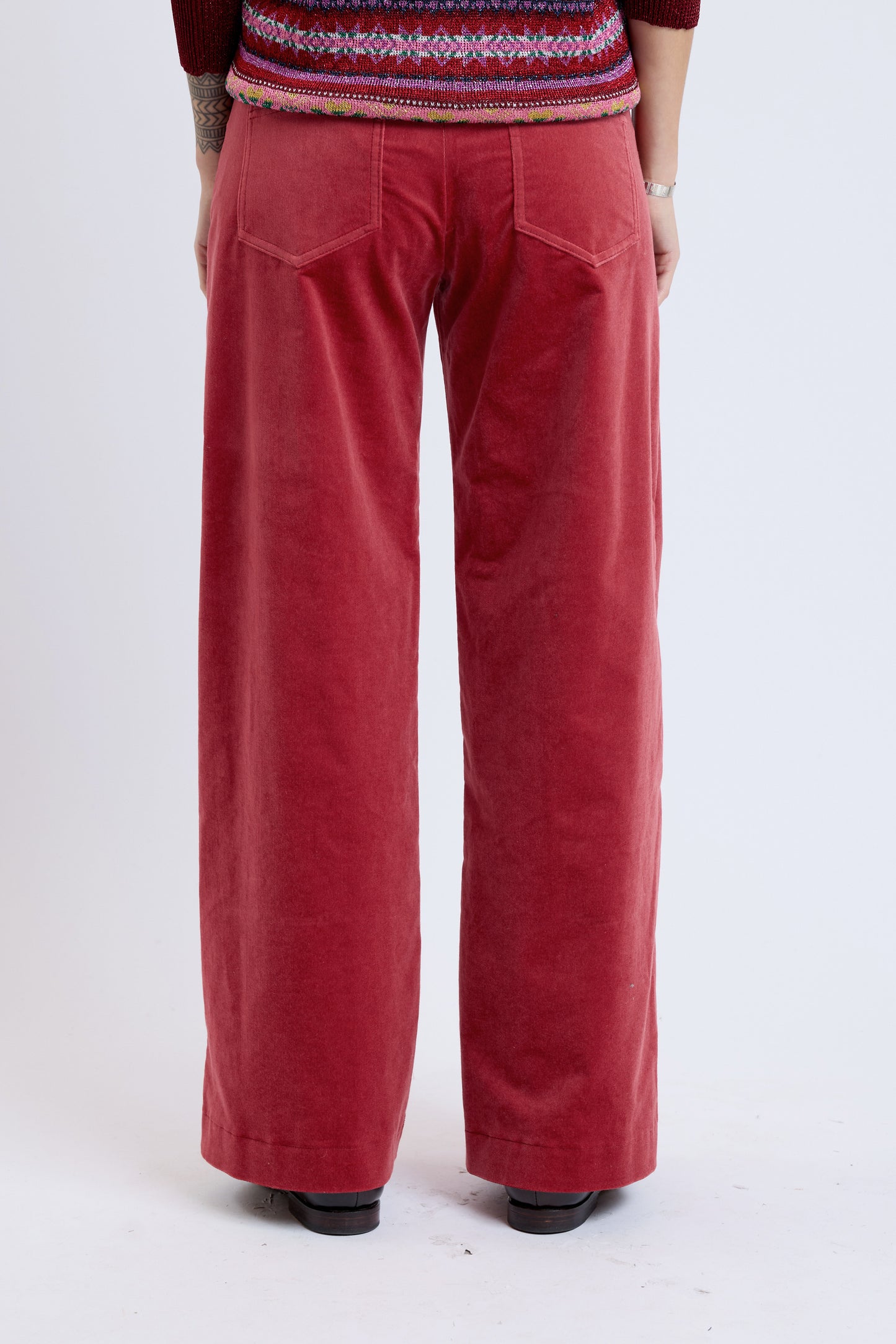 VELVET FLARE JEANS BORDEAUX