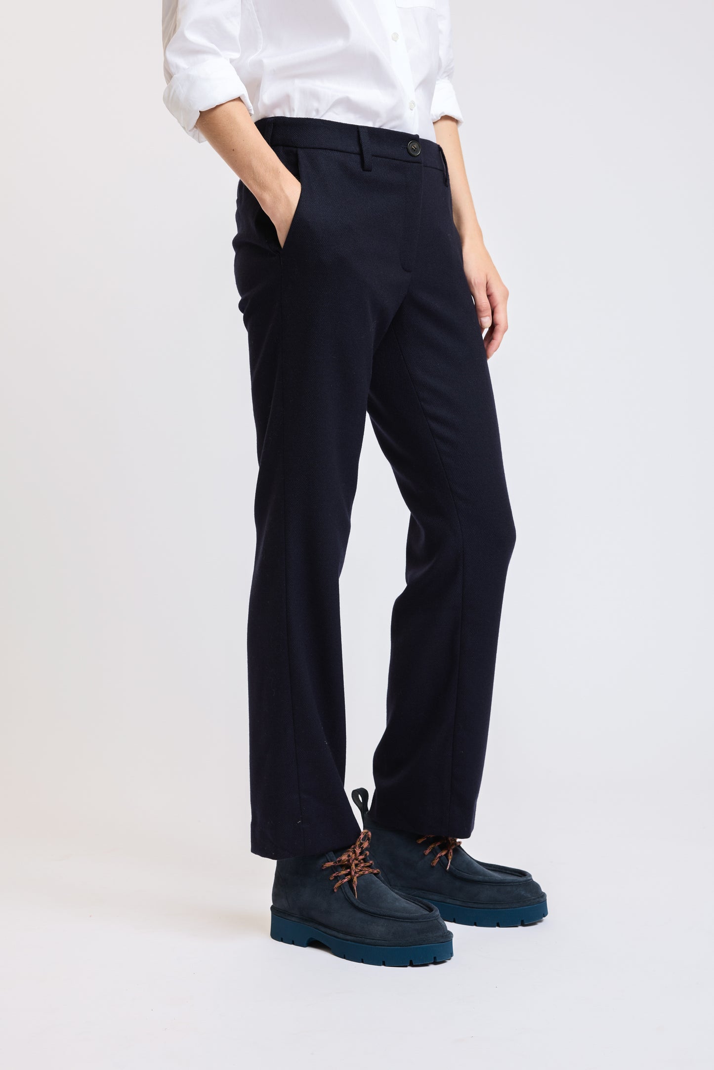 FLARE FLANNEL PANTS NAVY