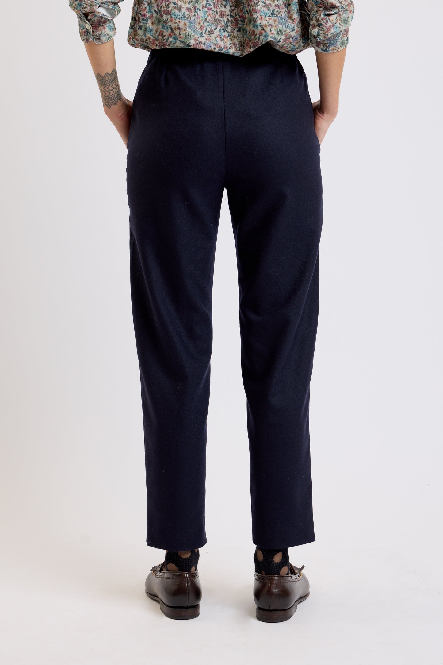 PANTALON EN FLANELLE MARINE