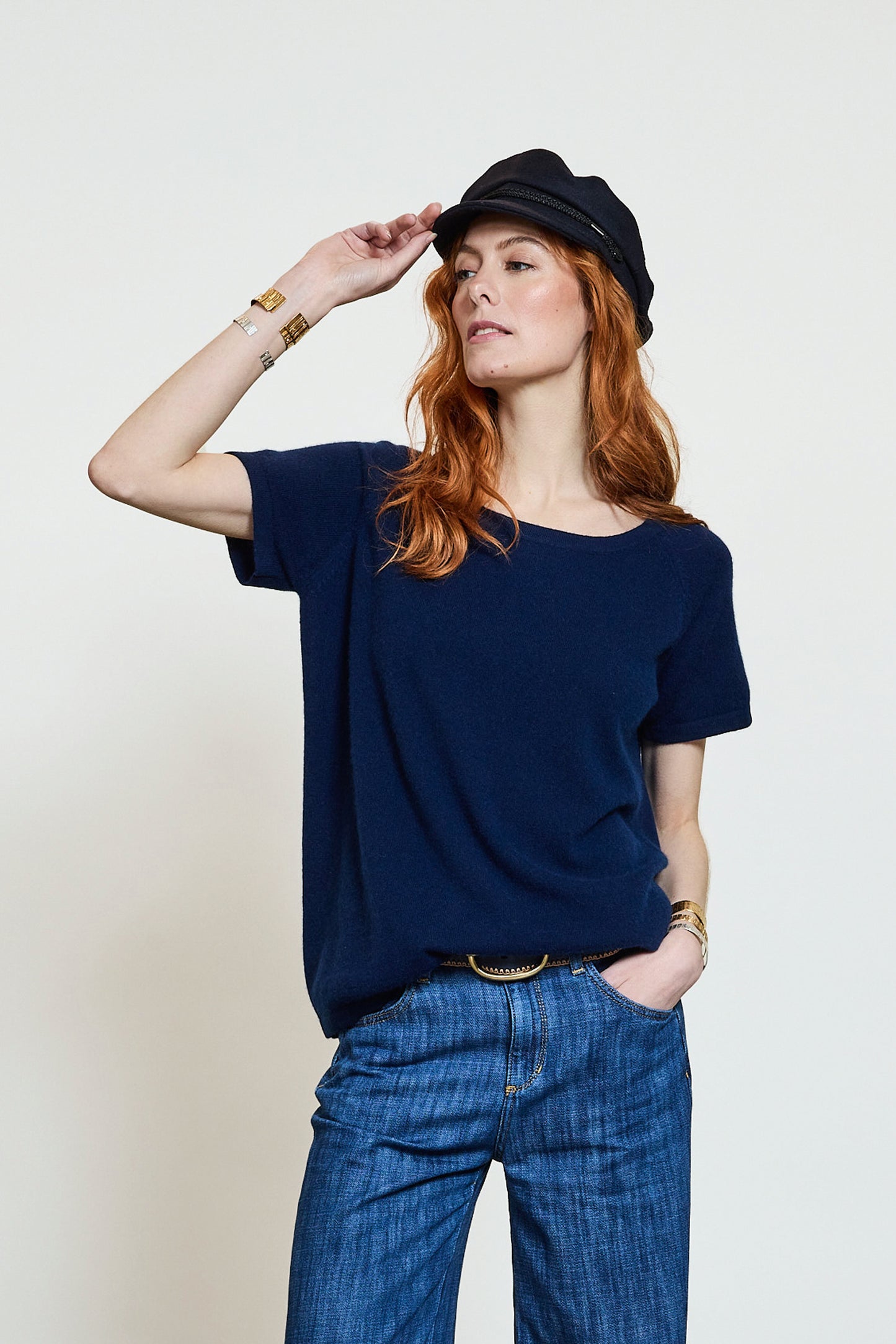 CASHMERE T-SHIRT NAVY