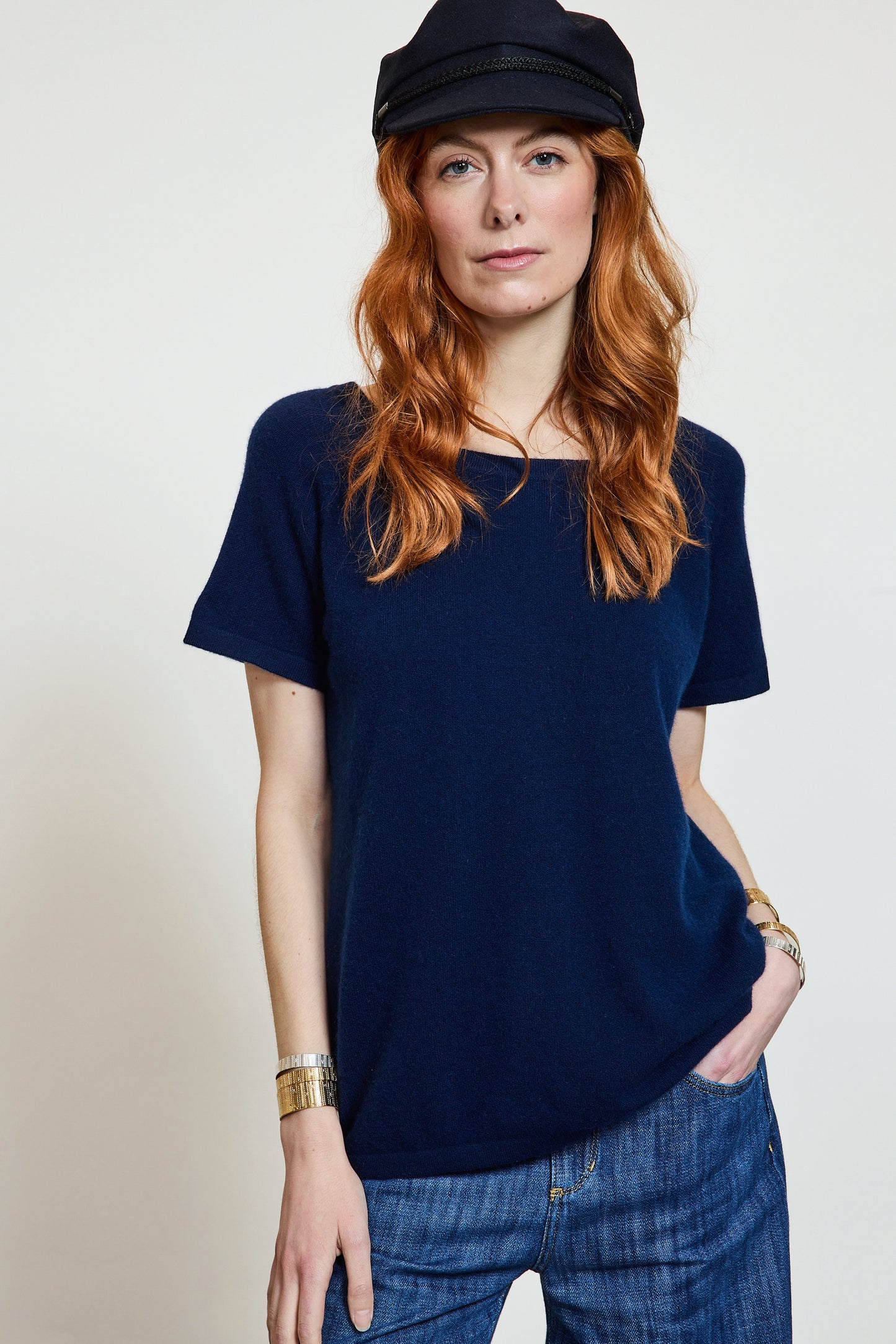 CASHMERE T-SHIRT NAVY