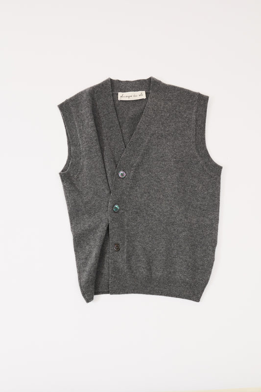 GILET CROISÉ EN MAILLE GRIS