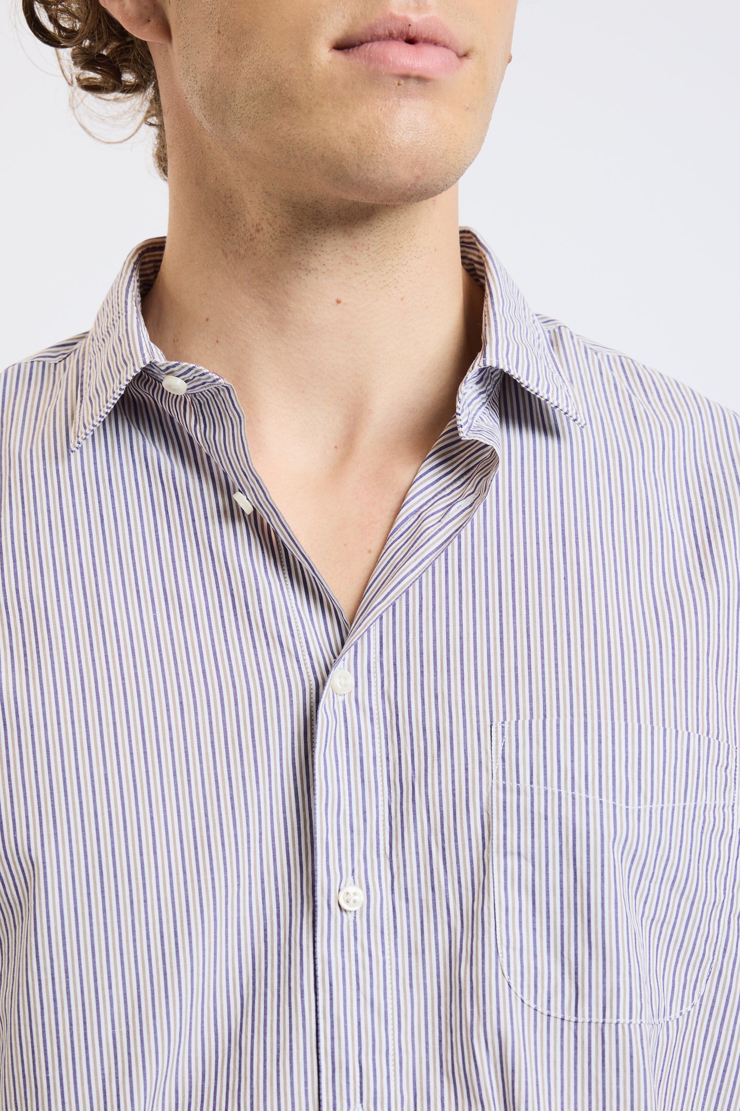 SEMI SLIM SHIRT BICOLORED STRIPES