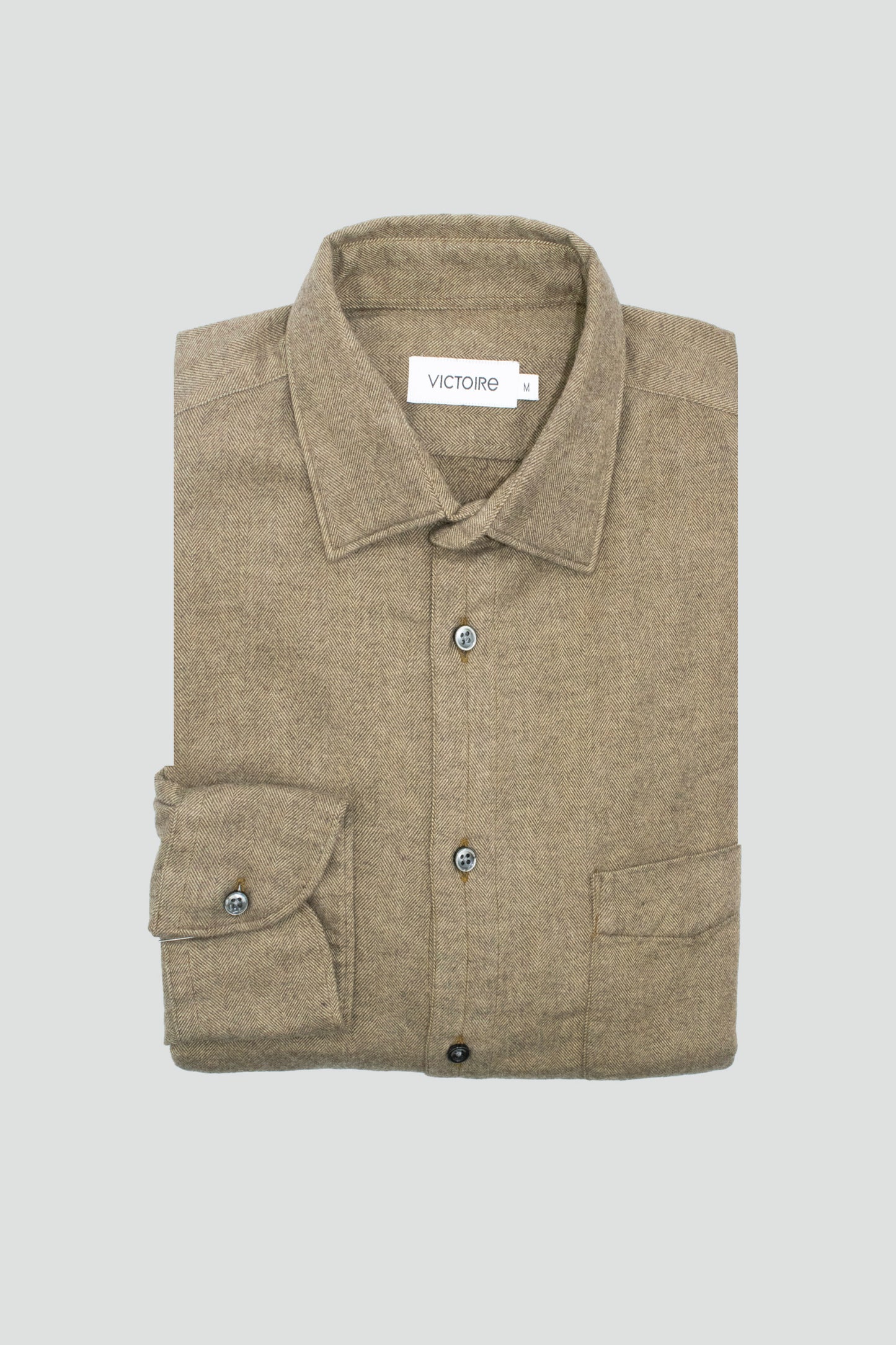 SEMI SLIM SHIRT CHEVRONS COFFEE