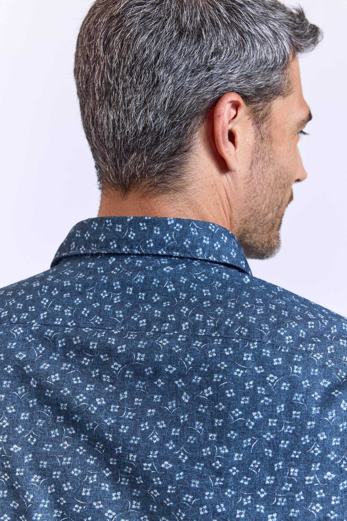 FLOWERED SEMI SLIM SHIRT INDIGO