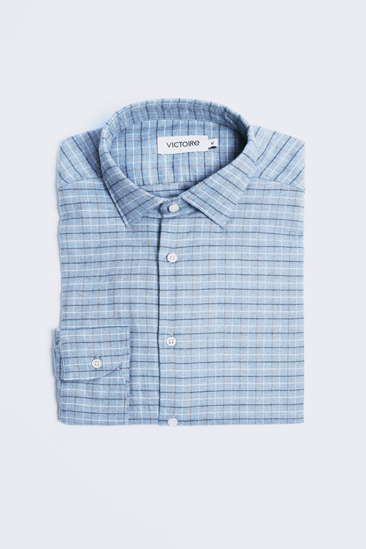 SEMI SLIM SHIRT CASHMIRE BLUE CHECKS