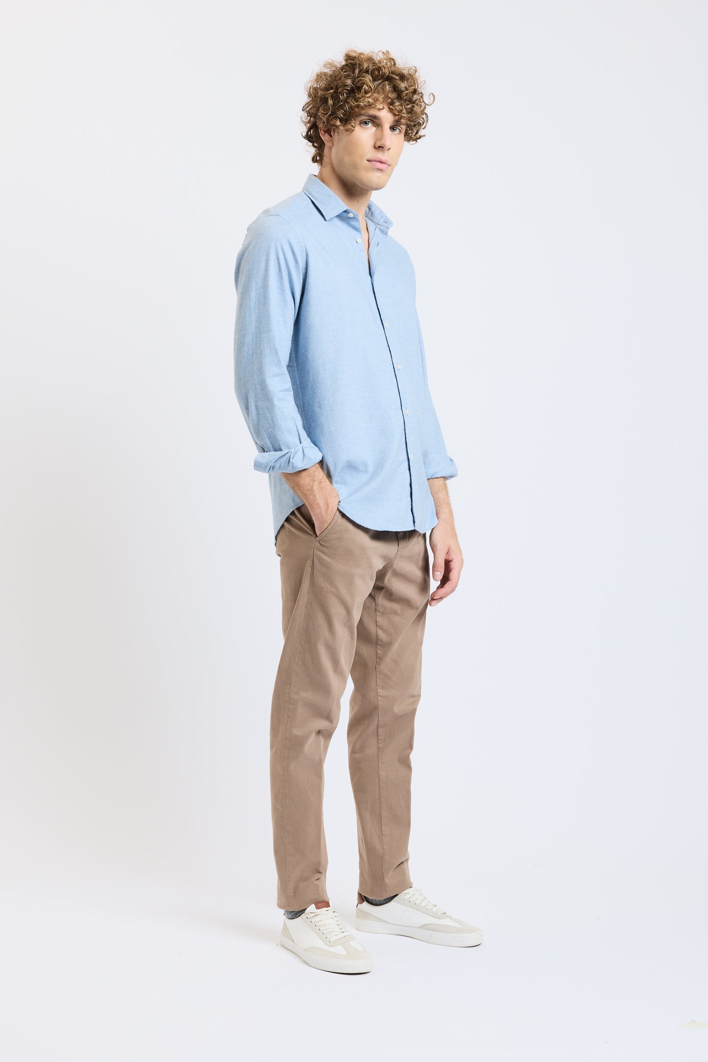 SEMI SLIM SHIRT CASHMIRE BLUE