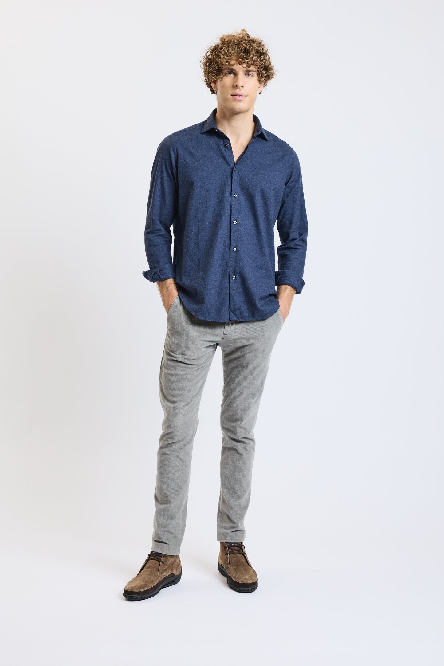 SEMI SLIM SHIRT CASHMIRE NAVY